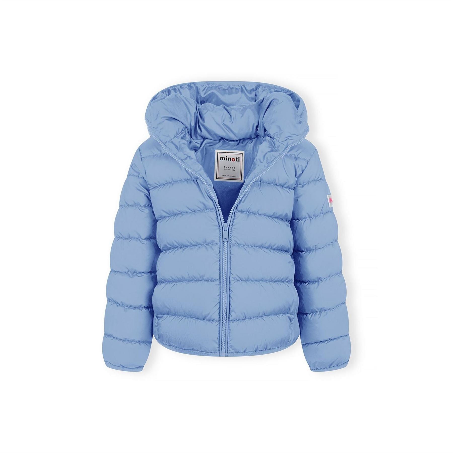 Minoti Girls Quilted Jacket With Detachable Hood Blue