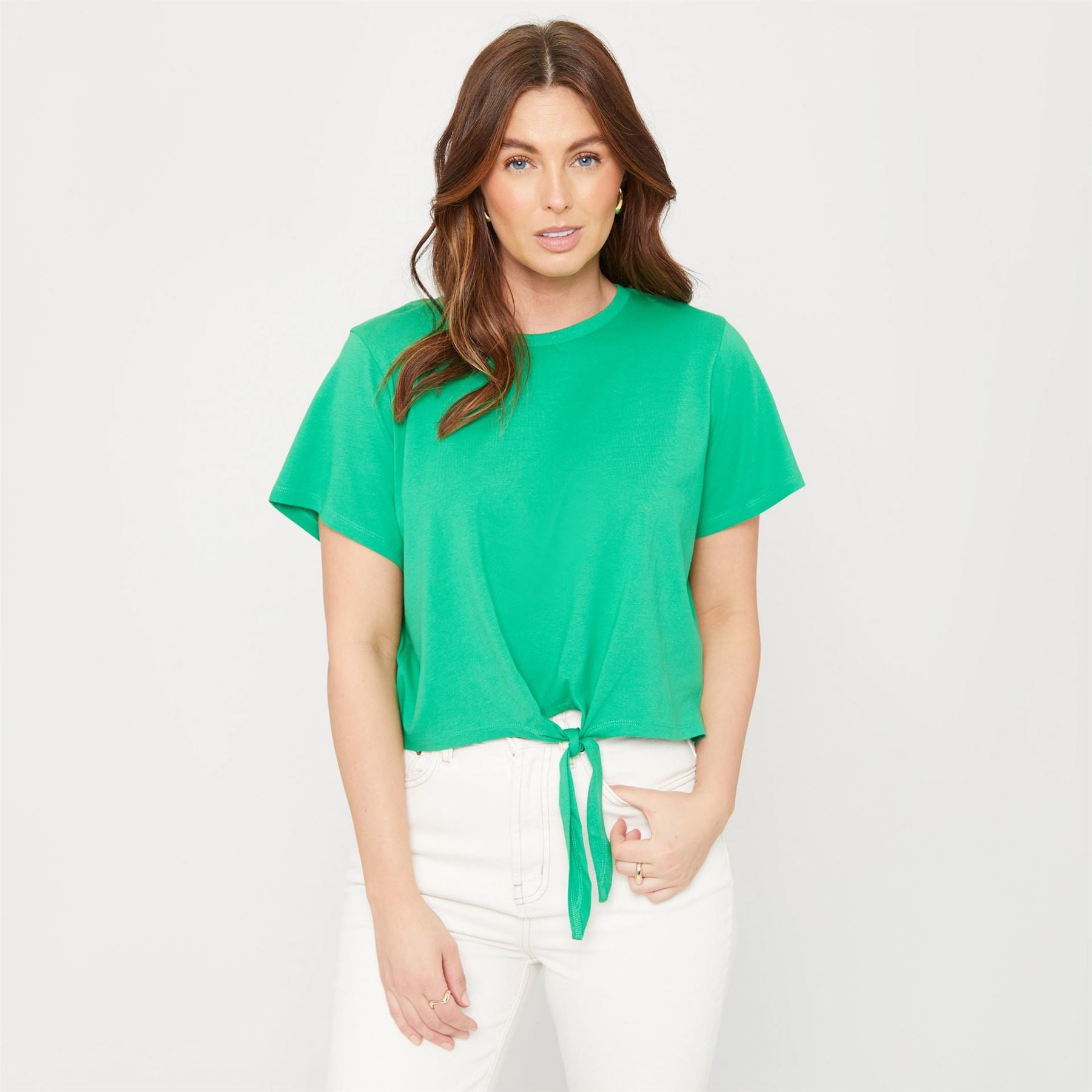 Be You Cropped Tie Front Regular Fit T-Shirt