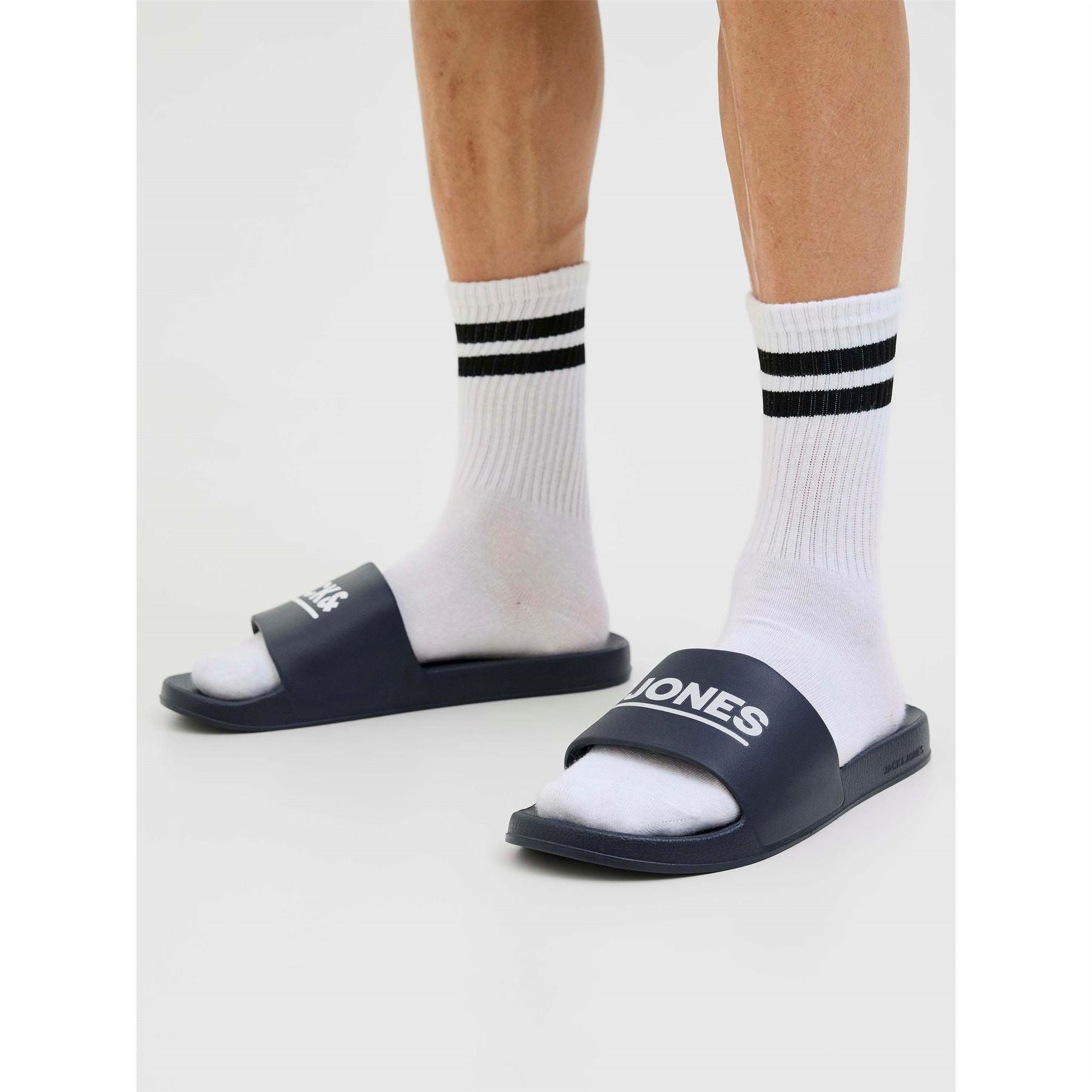 Jack and Jones Ollie Slider Open Toe Logo Print Slides