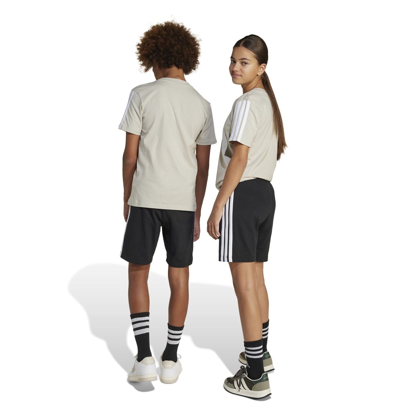 adidas Essentials 3 Stripe Jersey Short Juniors