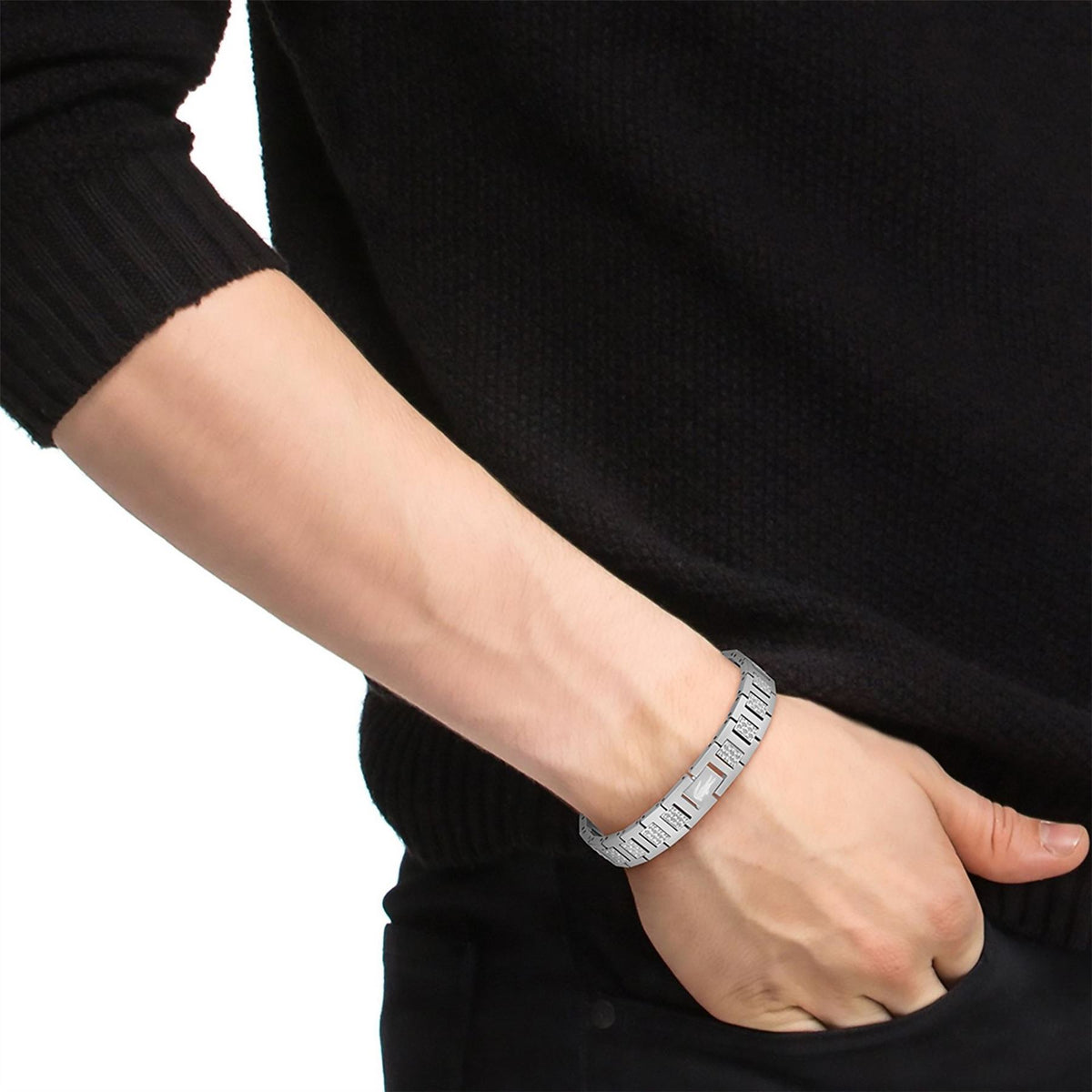 Lacoste Mens Metropole Two Tone Gold Ip And Stainless Steel Crystal Bracelet