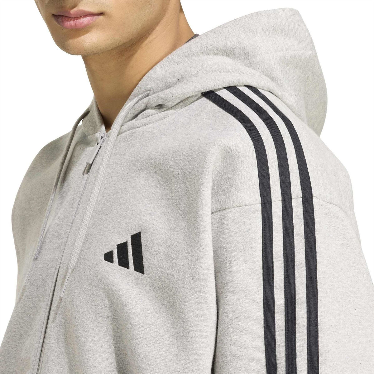 adidas Mens Essentials Fleece 3 Stripes Full Zip Hoodie