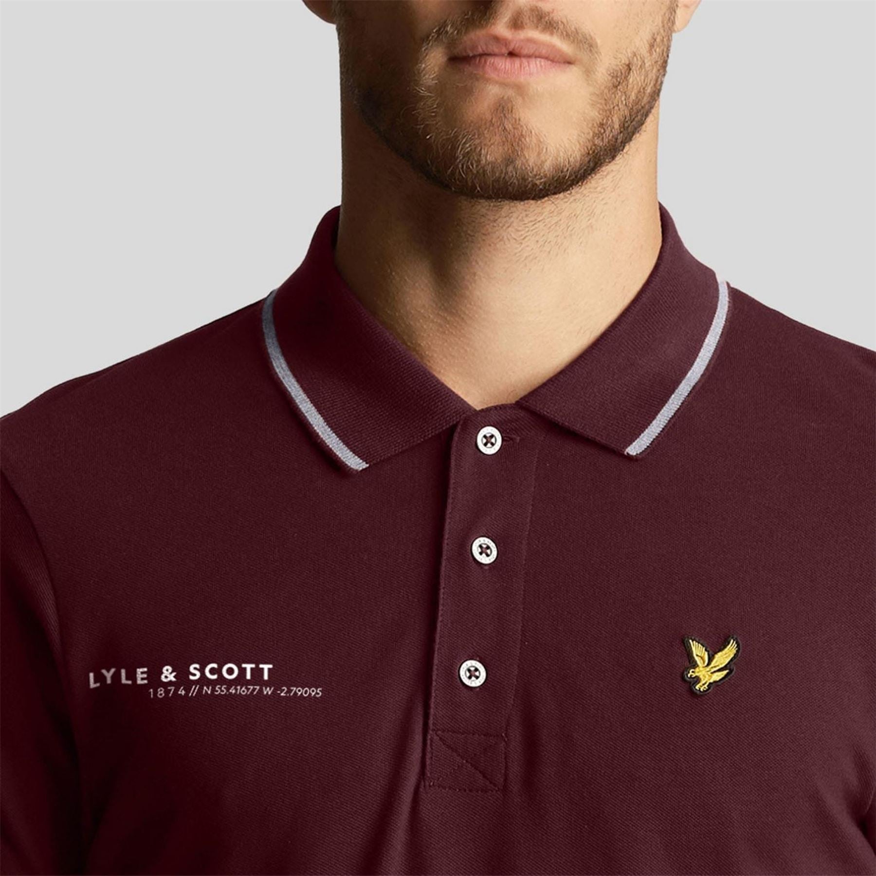 Lyle and Scott Ordinate Print Tipped Polo Shirt