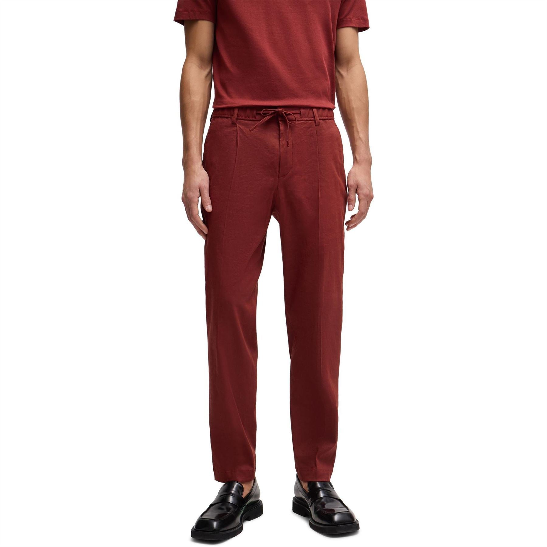 Boss Perin Solid Patterned Straight Trousers