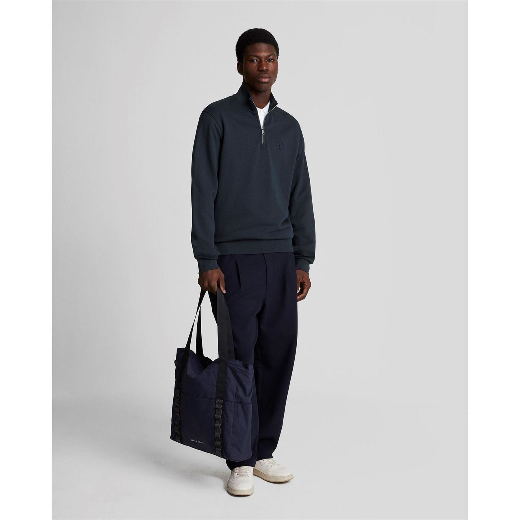 Lyle and Scott Eagle Zip Neck Long Sleeve Sweatshirt