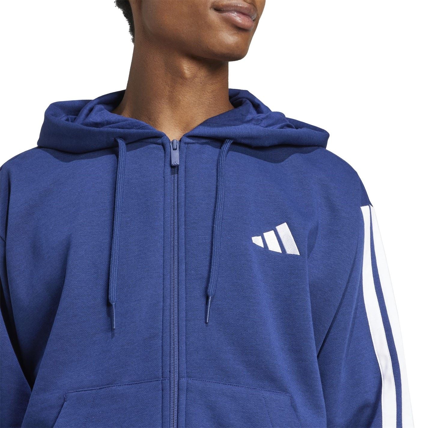 adidas Mens Essentials Fleece 3 Stripes Full Zip Hoodie