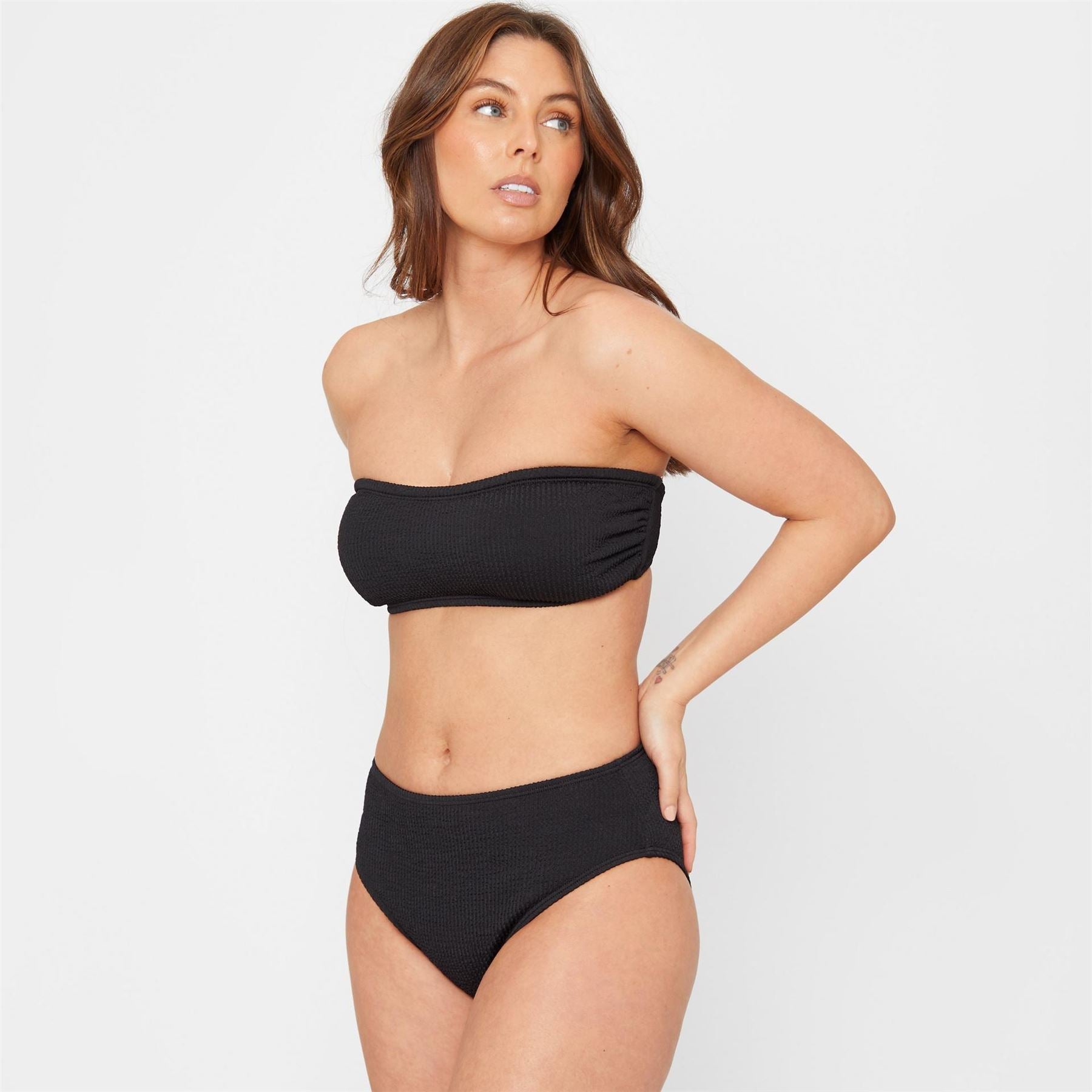 Be You Textured High Waist Bikini Bottoms