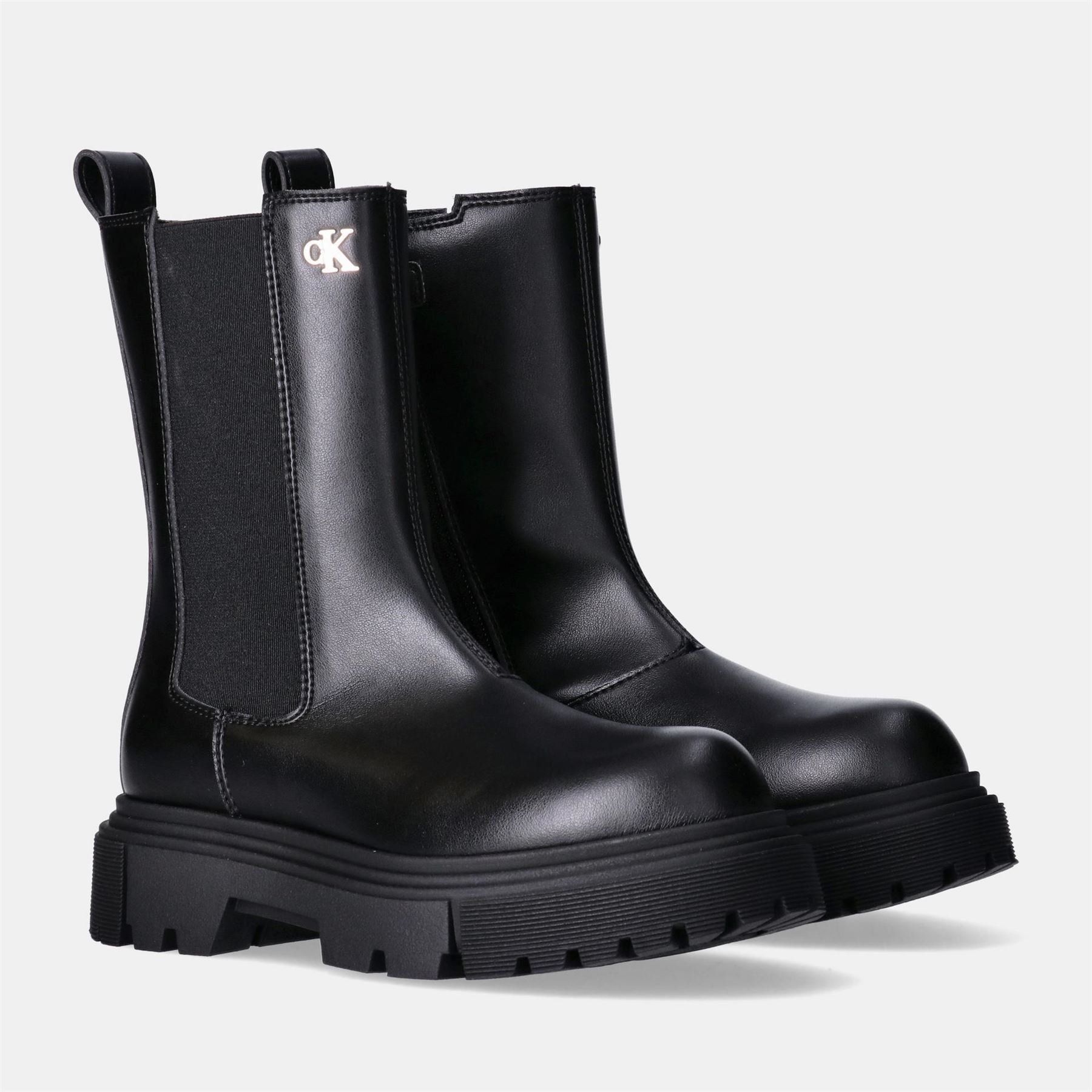 Calvin Klein Jeans Zipper Lug Sole Chunky Heeled Chelsea Boots