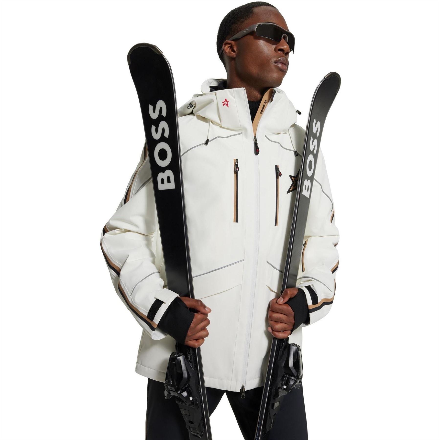 Boss Solid Patterned Hooded Ski Jacket