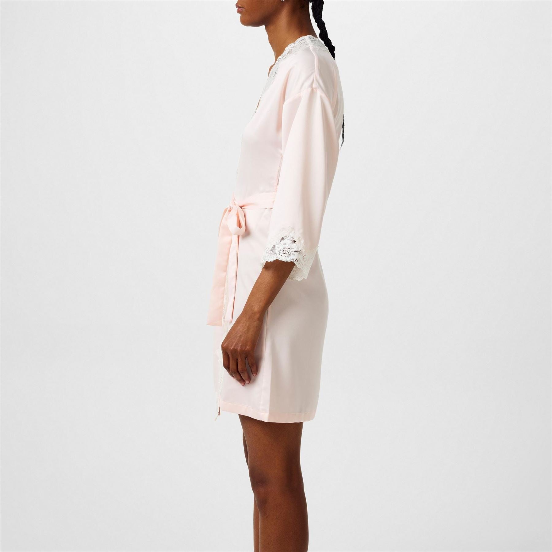 Lauren by Ralph Lauren Lace Trimmed Satin Dressing Gown