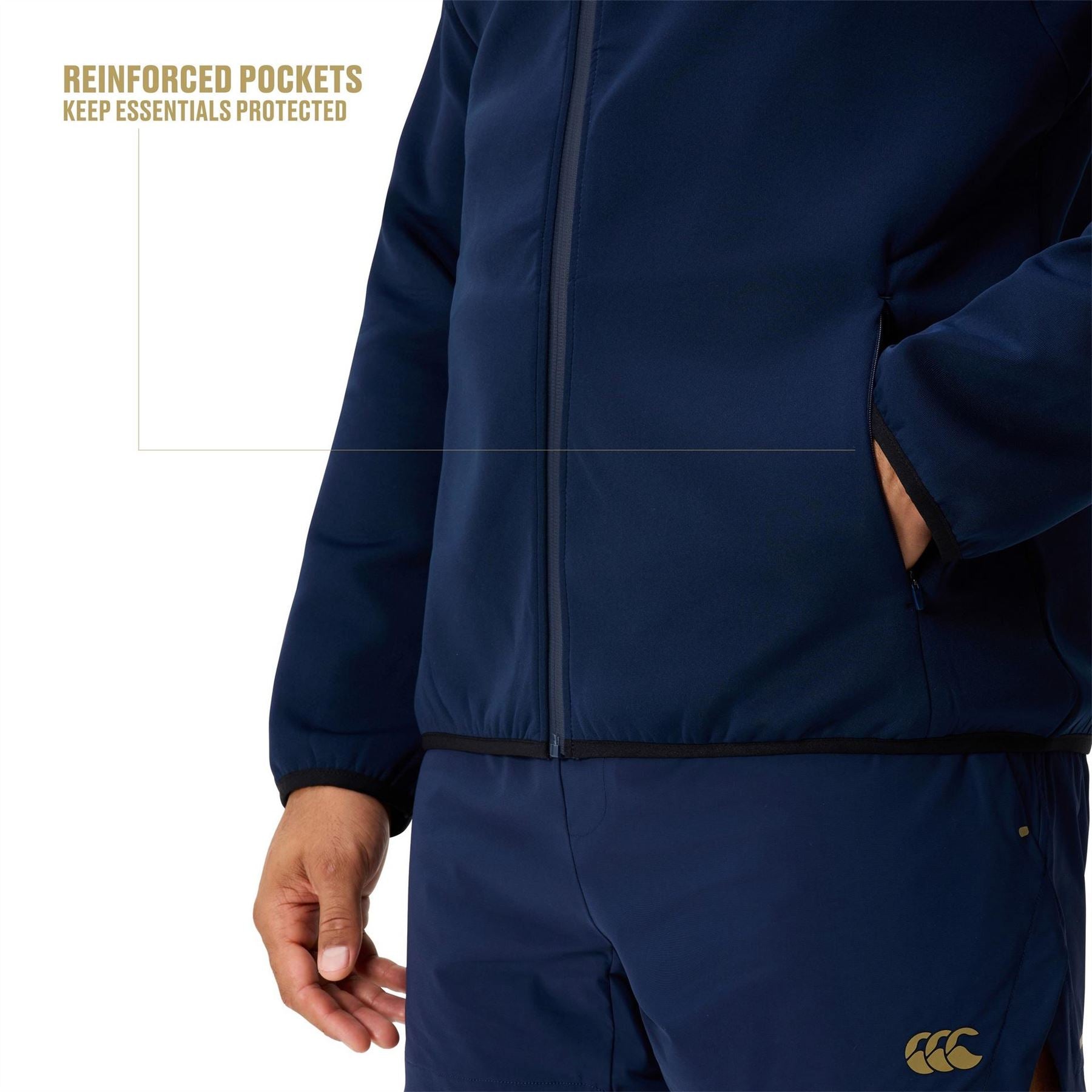 Canterbury Everest Hooded Drawstring Solid Patterned Jacket