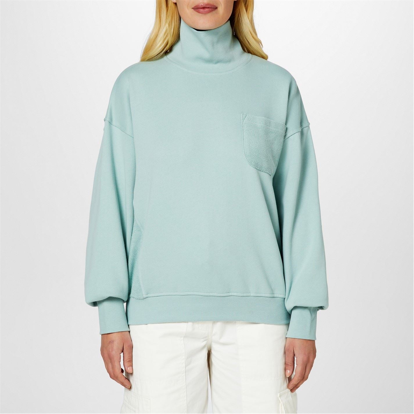 Reebok Funnel Neck Relaxed Fit Long Sleeve Sweatshirt