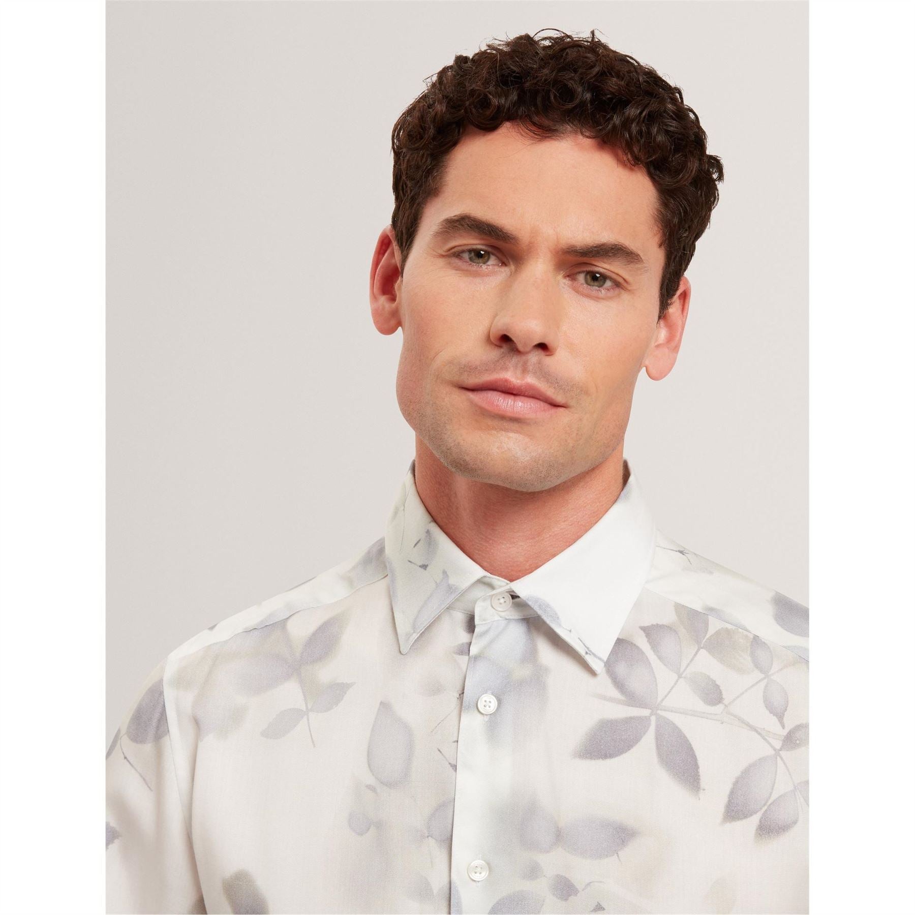Ted Baker Leaf Print Collared Neck Long Sleeve Shirt