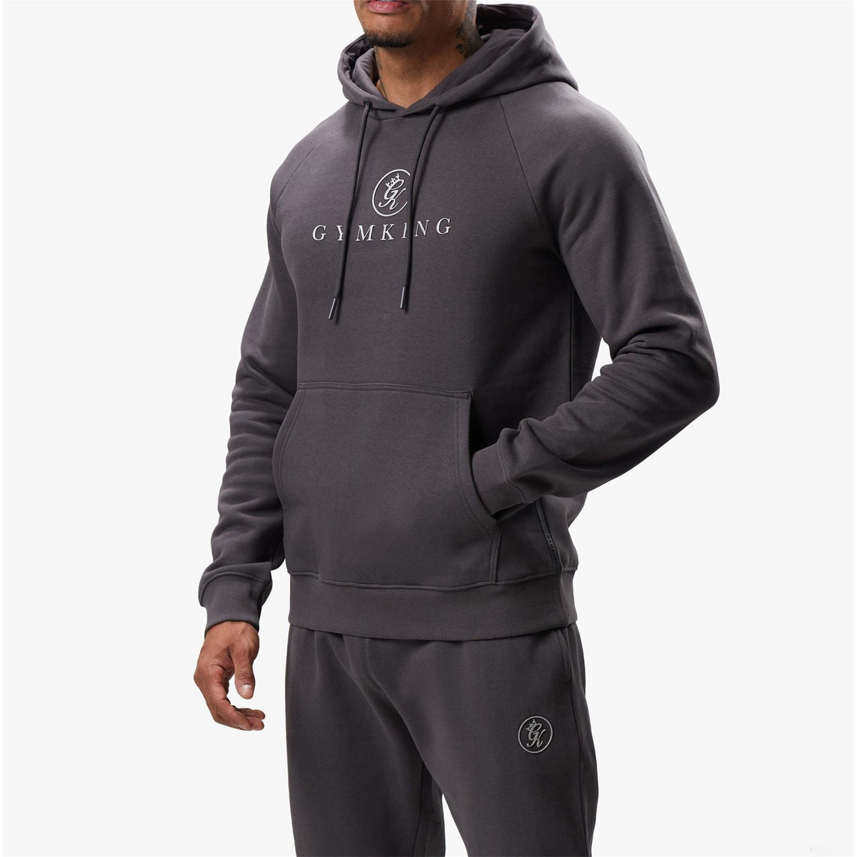 Gym King Logo Hooded Neck Raglan Sleeve Sweatshirt