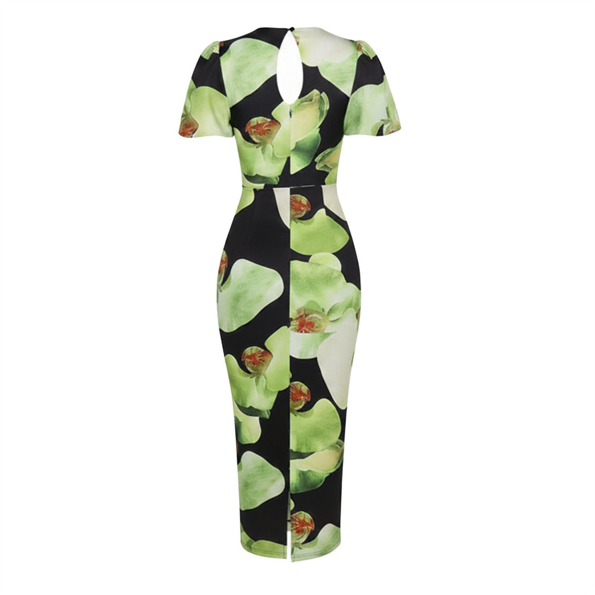 AX Paris And Green Floral Print Puff Sleeve Midi Dress