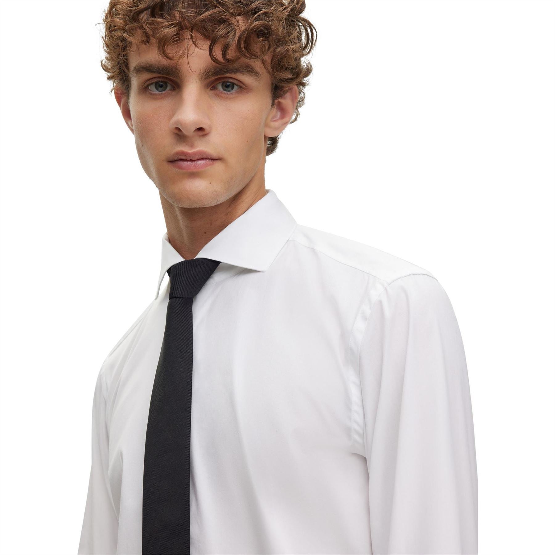 Boss Collared Neck Point Collar Long Sleeve Shirt
