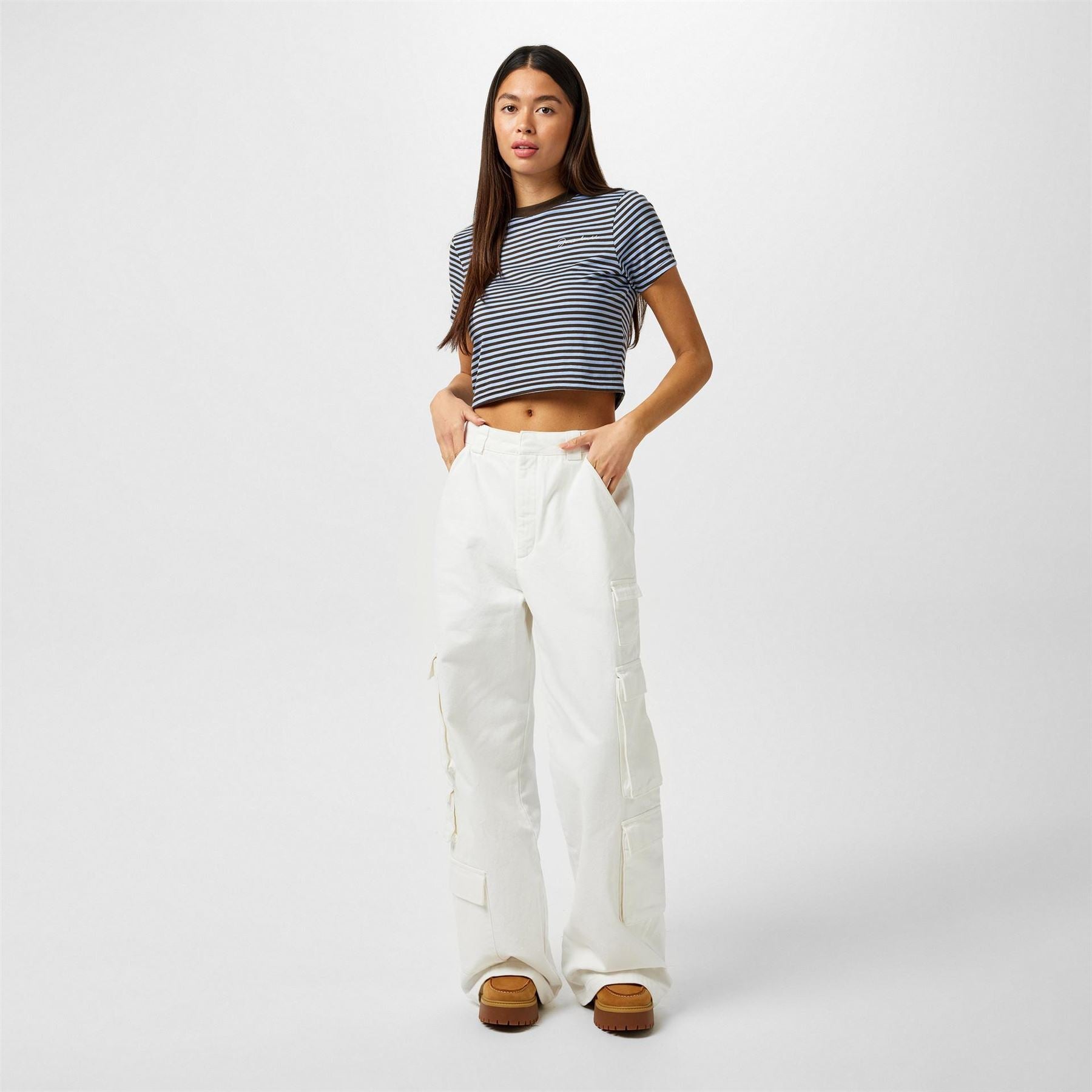 Jack Wills Striped Cropped Crew Neck T-Shirt