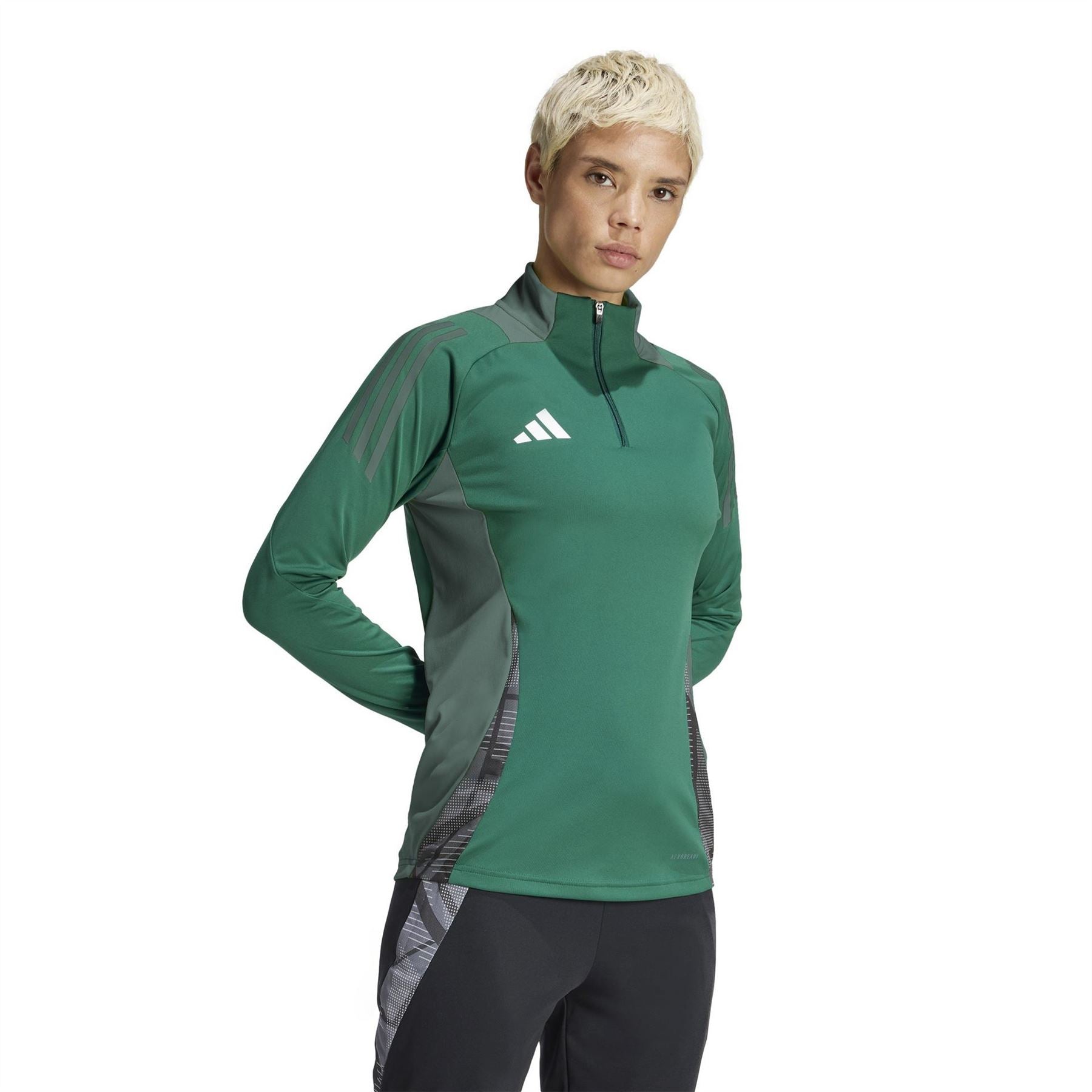 adidas Three Bar Logo Funnel Neck Raglan Sleeve Athletic Top