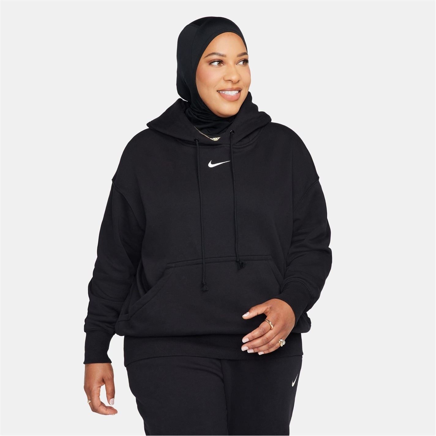 Nike Phoenix Fleece Oversize Fit Drop Shoulder Long Sleeve Hooded Neck Sweatshirt