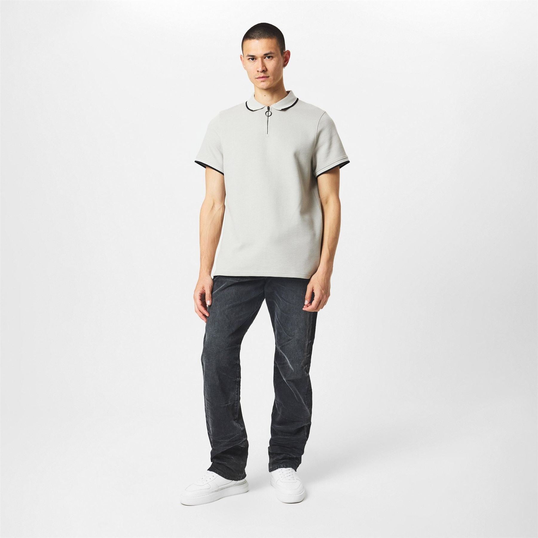 Firetrap Waffle Short Sleeve Polo Shirt