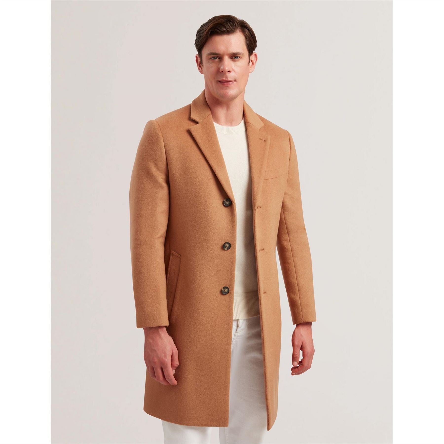 Ted Baker Solid Patterned Over Coat with Flap Pocket