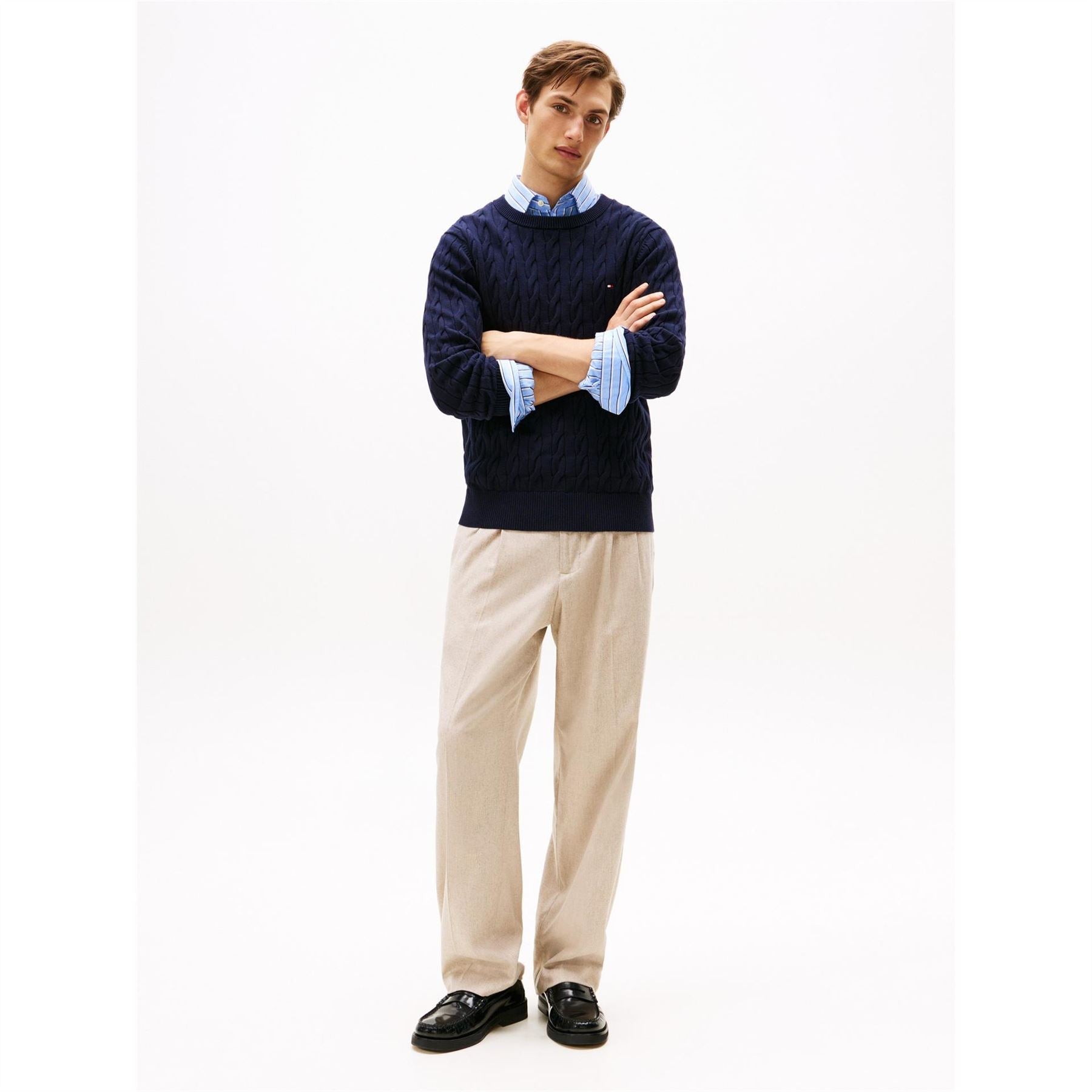 Tommy Hilfiger Hilfiger Classic Cotton Cable Crew Neck