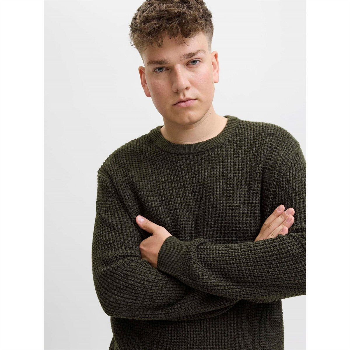 Jack and Jones Crew Neck Ribbed Collar Long Sleeve Sweater