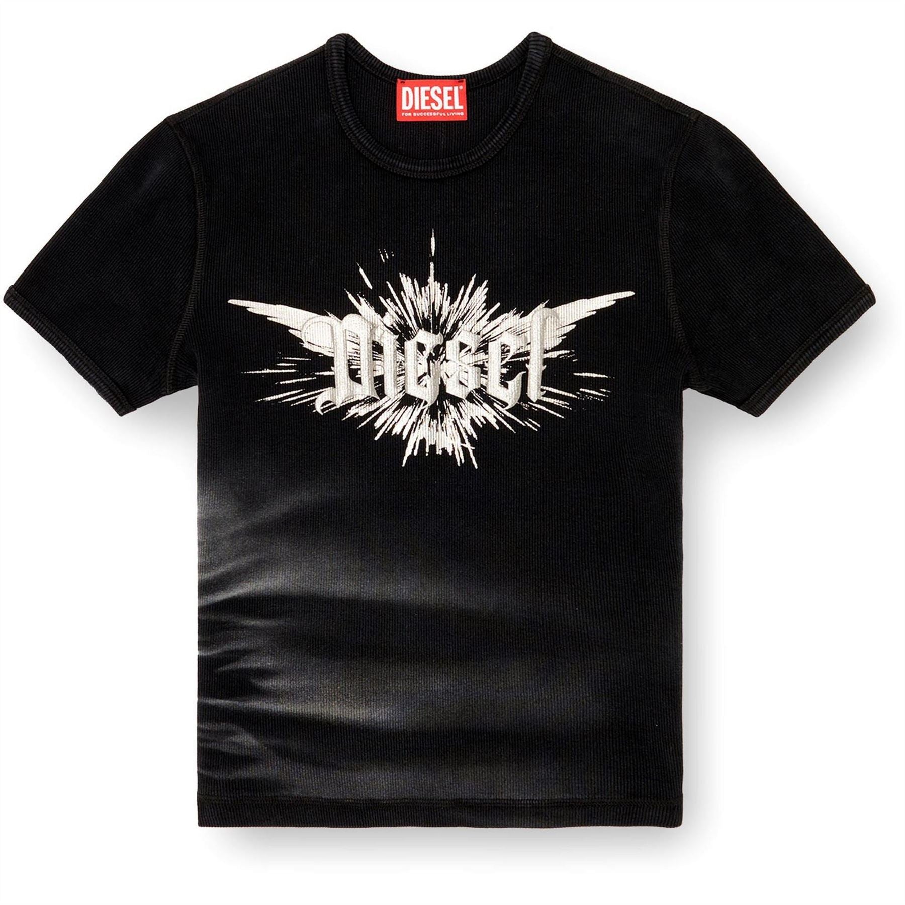 Diesel Graphic Text Crew Neck Short Sleeve Jersey T-Shirt