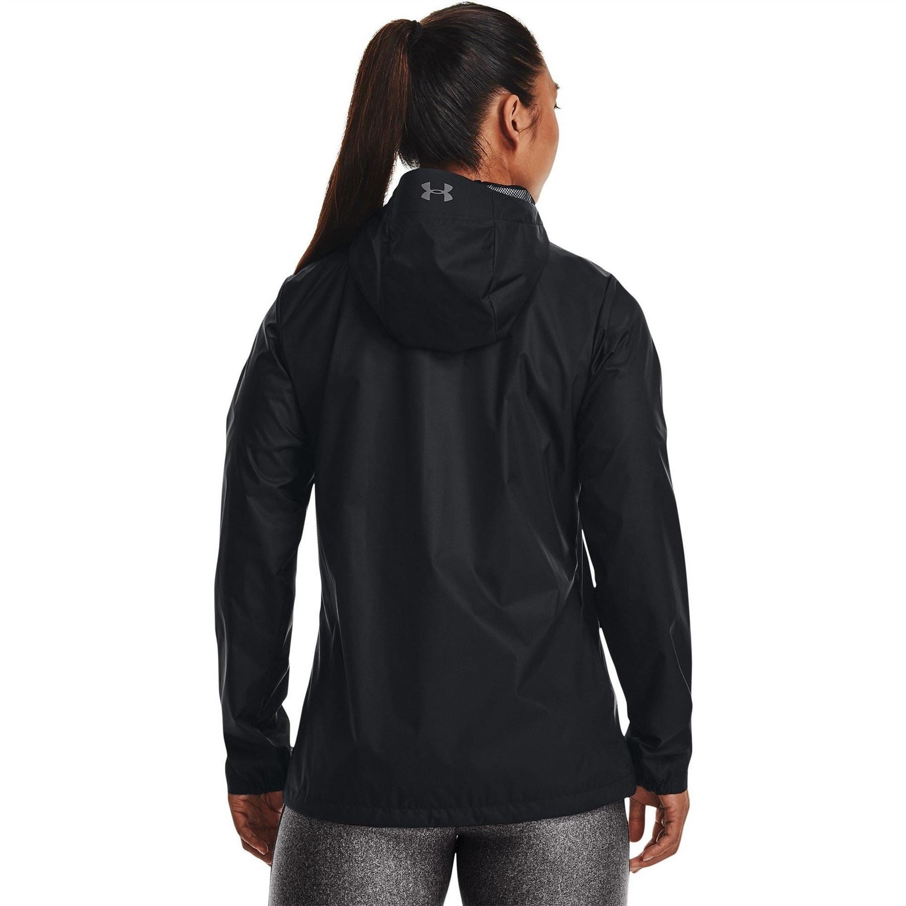 Under Armour Solid Patterned Hooded Zipped Pocket Rain Jacket