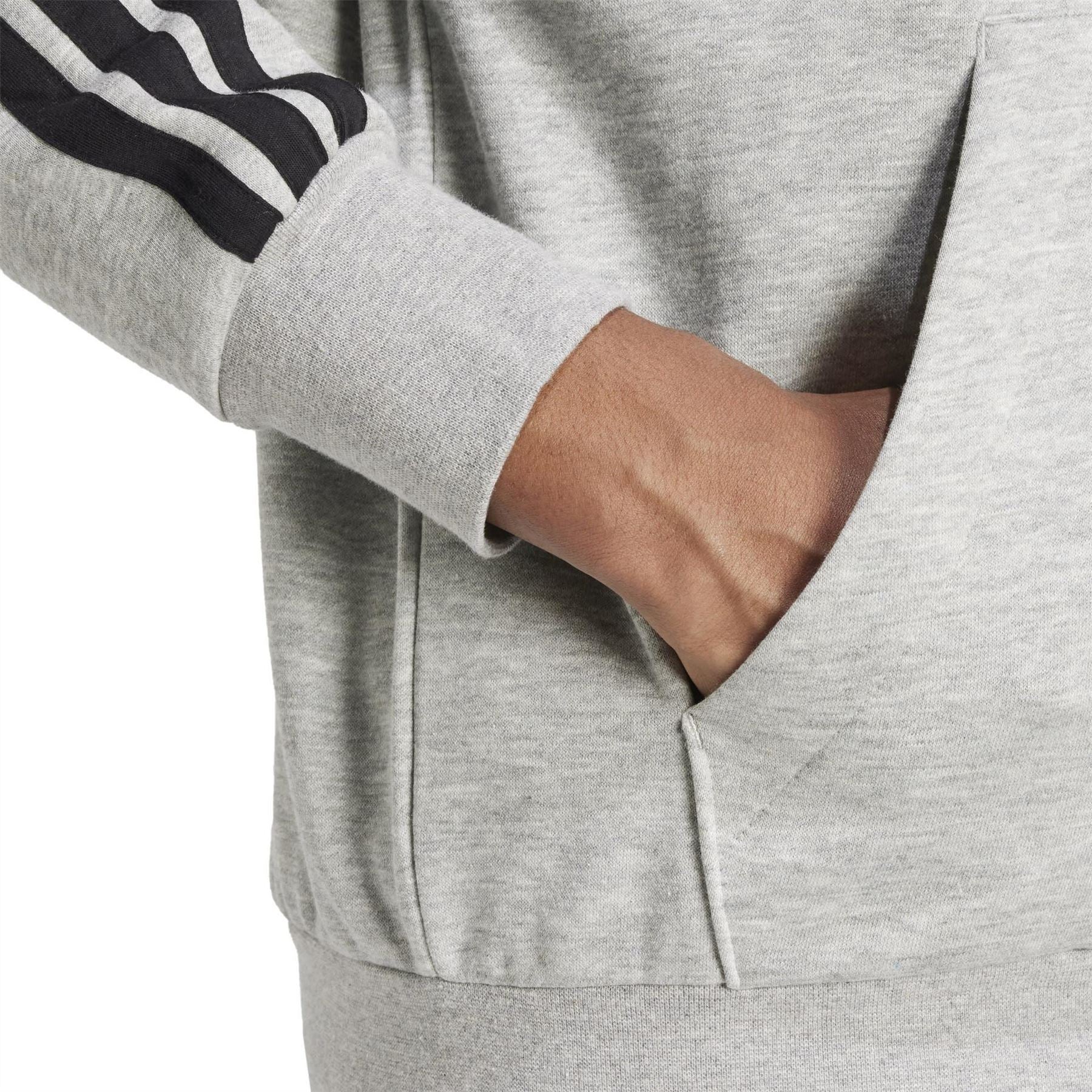 adidas Mens Essentials Fleece 3 Stripes Full Zip Hoodie