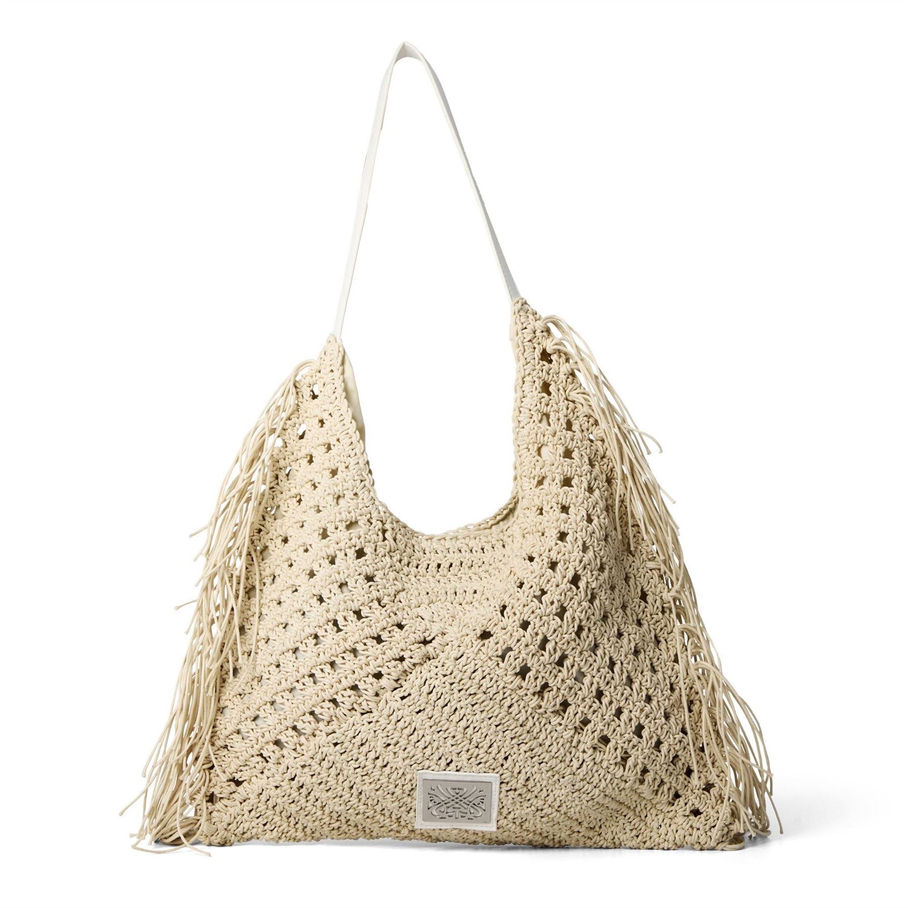 Biba Fringe Hobo Bag with Embossed Logo