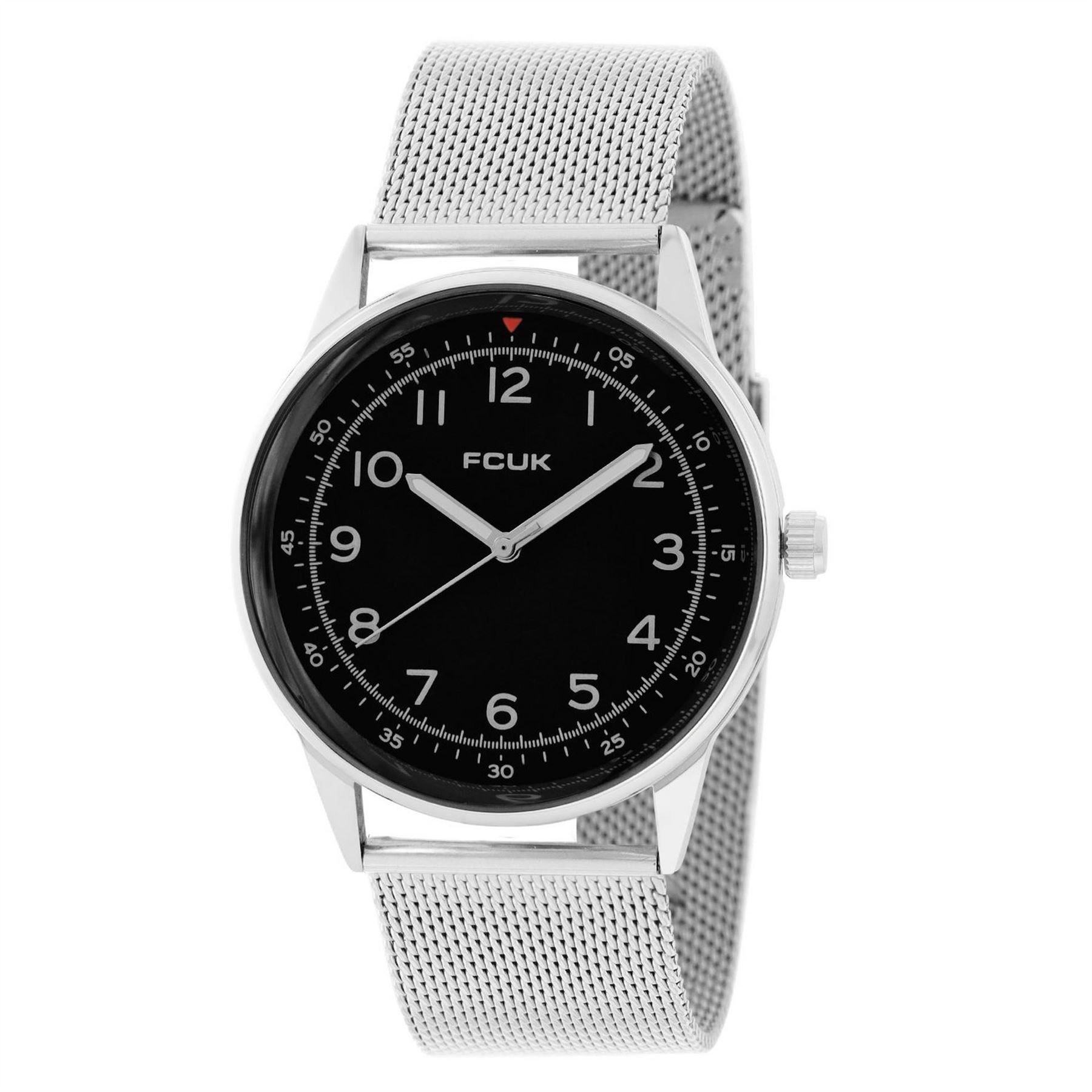 FCUK Silver Case Round Shape Silver Strap Quartz Watch