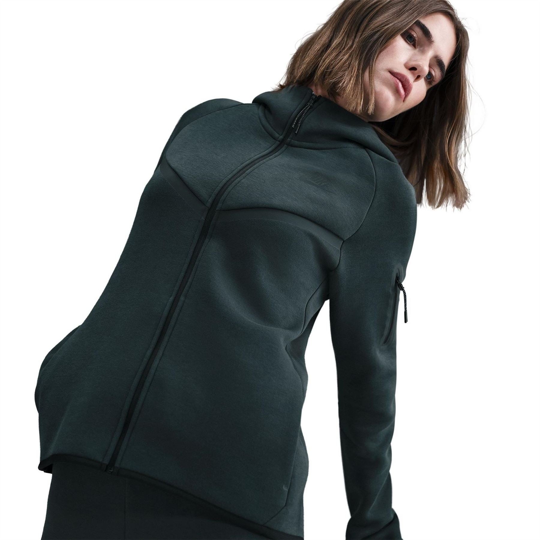 Nike Tech Solid Patterned Hooded Neck Jacket
