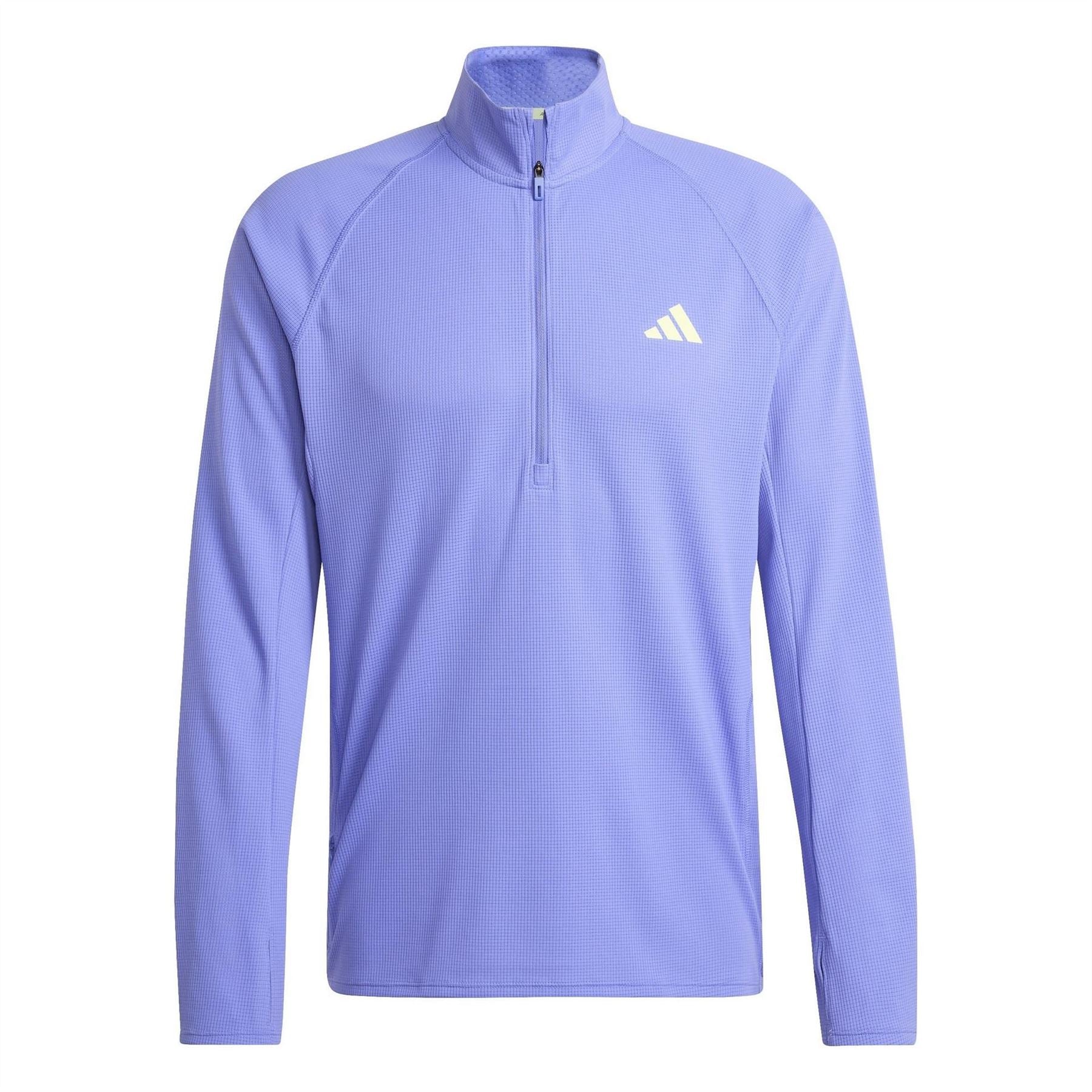 adidas Mens Adizero Running Quarter Zip Long Sleeve Top