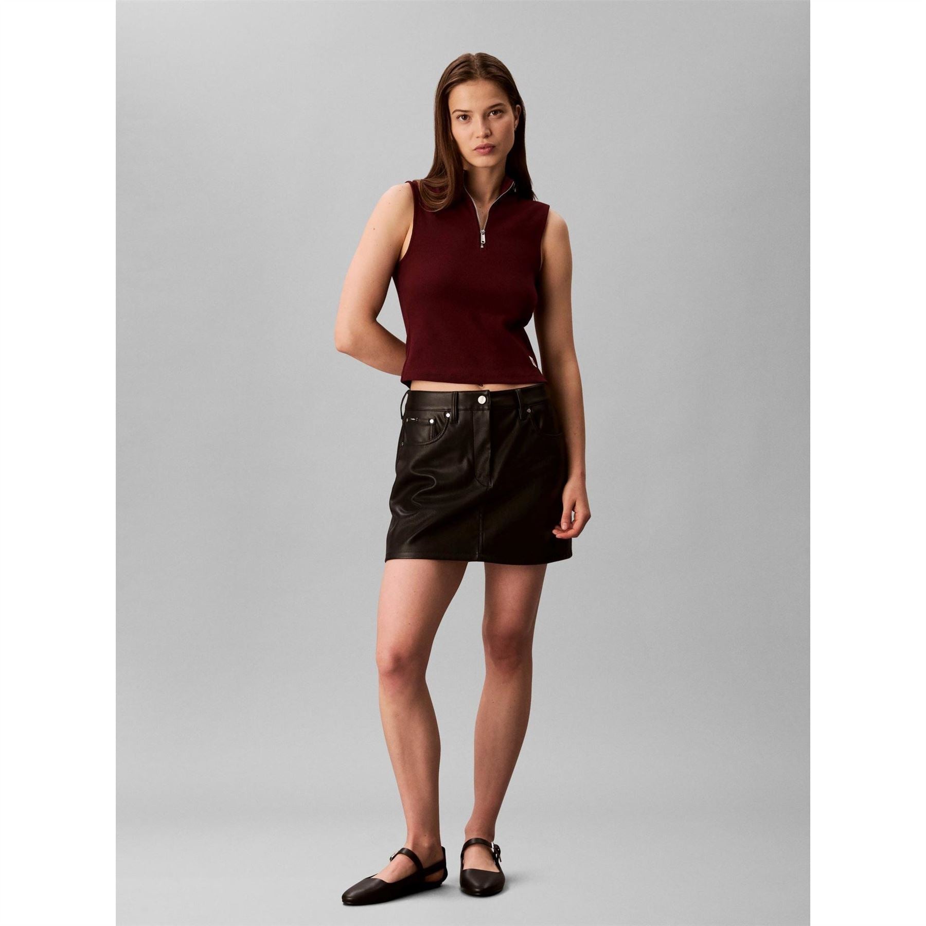 Calvin Klein Jeans Zip Neck Sleeveless Slim Fit Tank