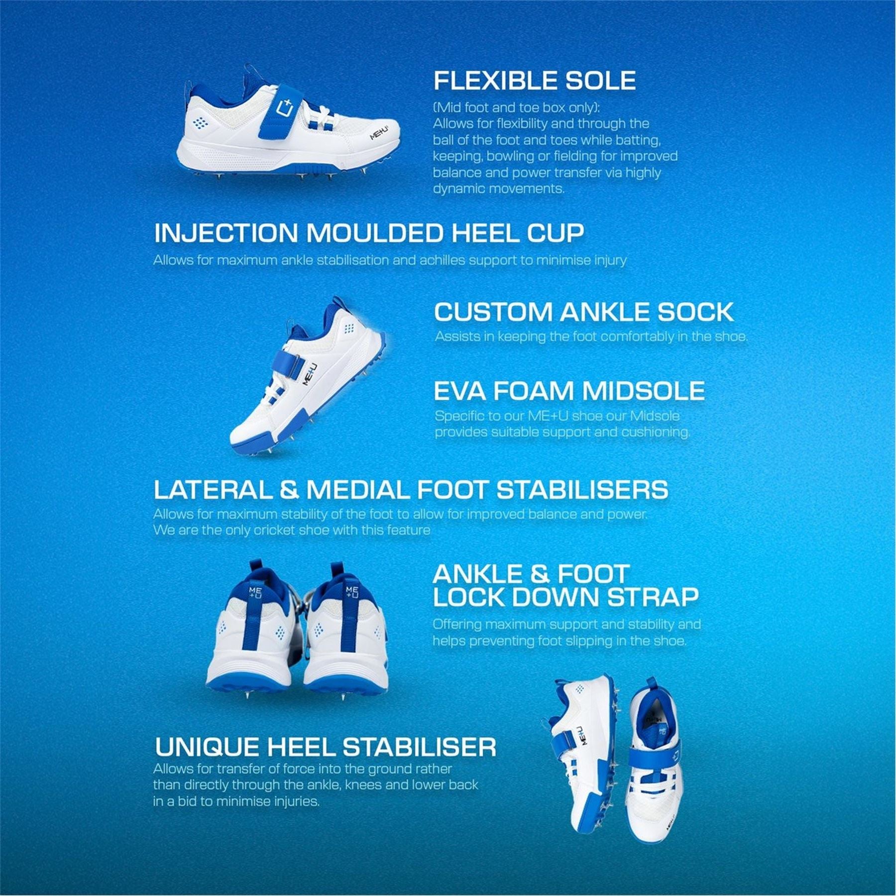 ME PLUS U Cricket Spikes