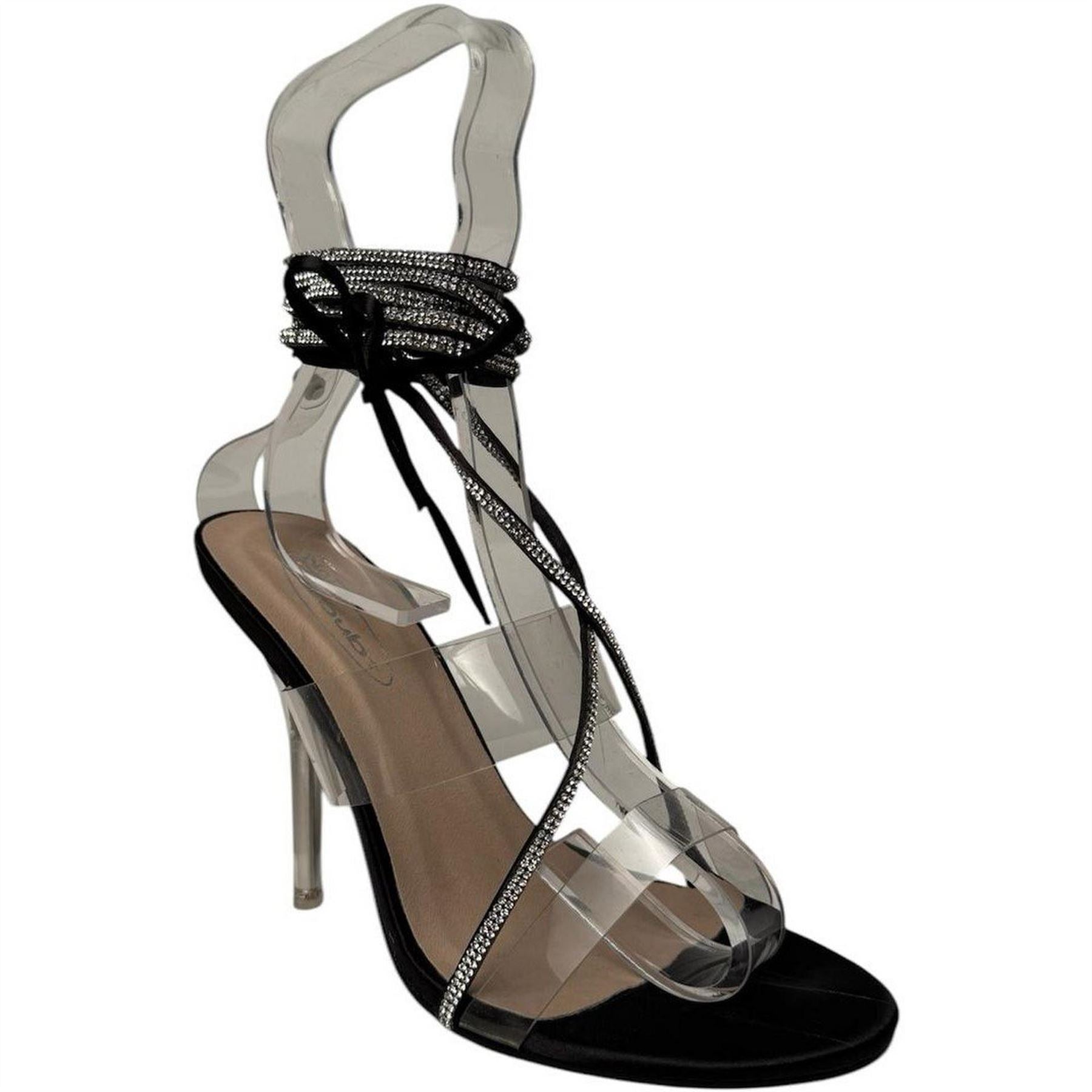 No Doubt Strappy Crystal Detail Flat Sandal