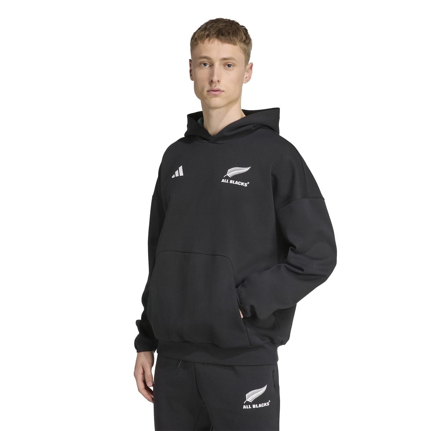 adidas All Blacks Cotton Long Sleeve Hooded Performance Rugby Jacket