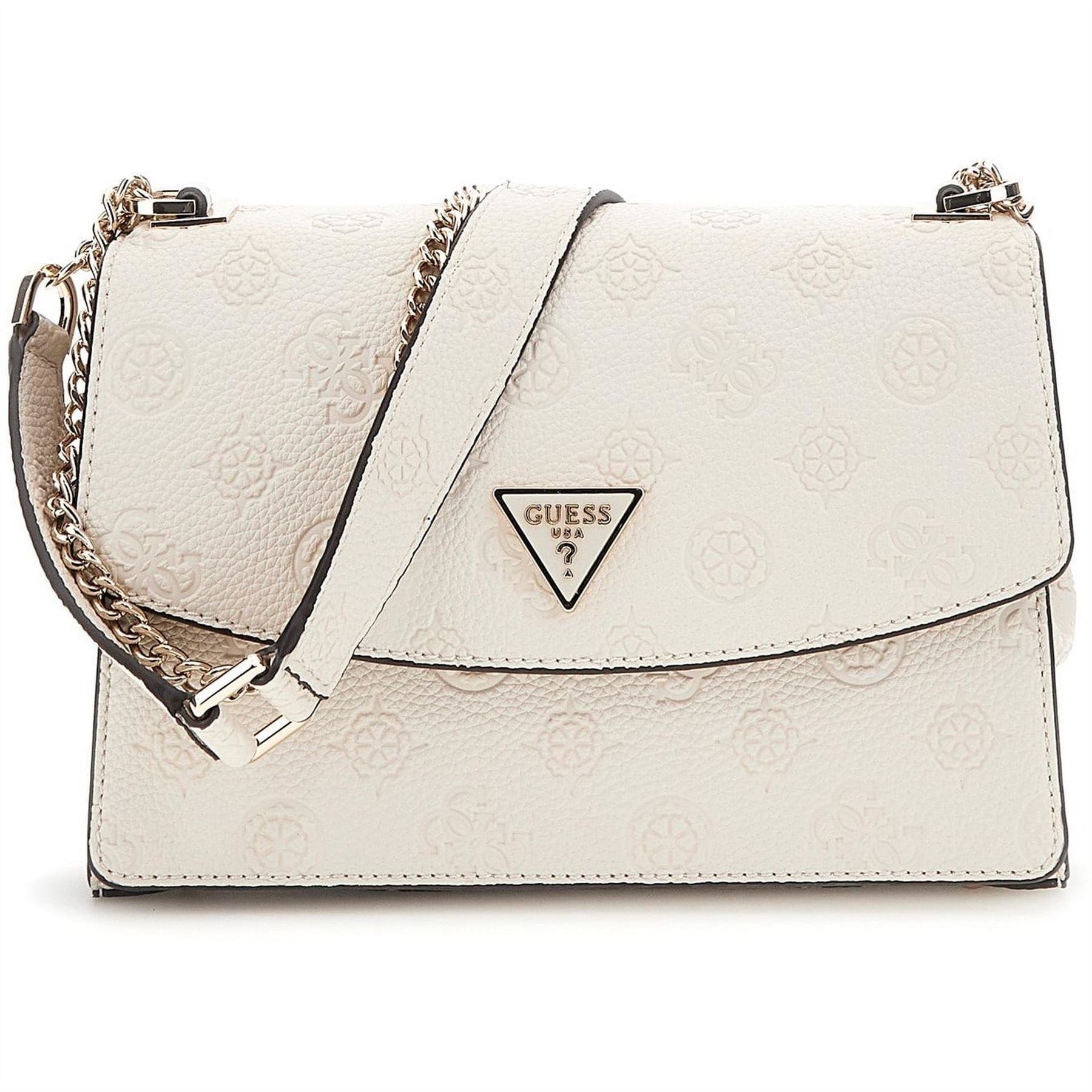Guess Embossed Logo Cross Body Bag with Silver Tone Hardware