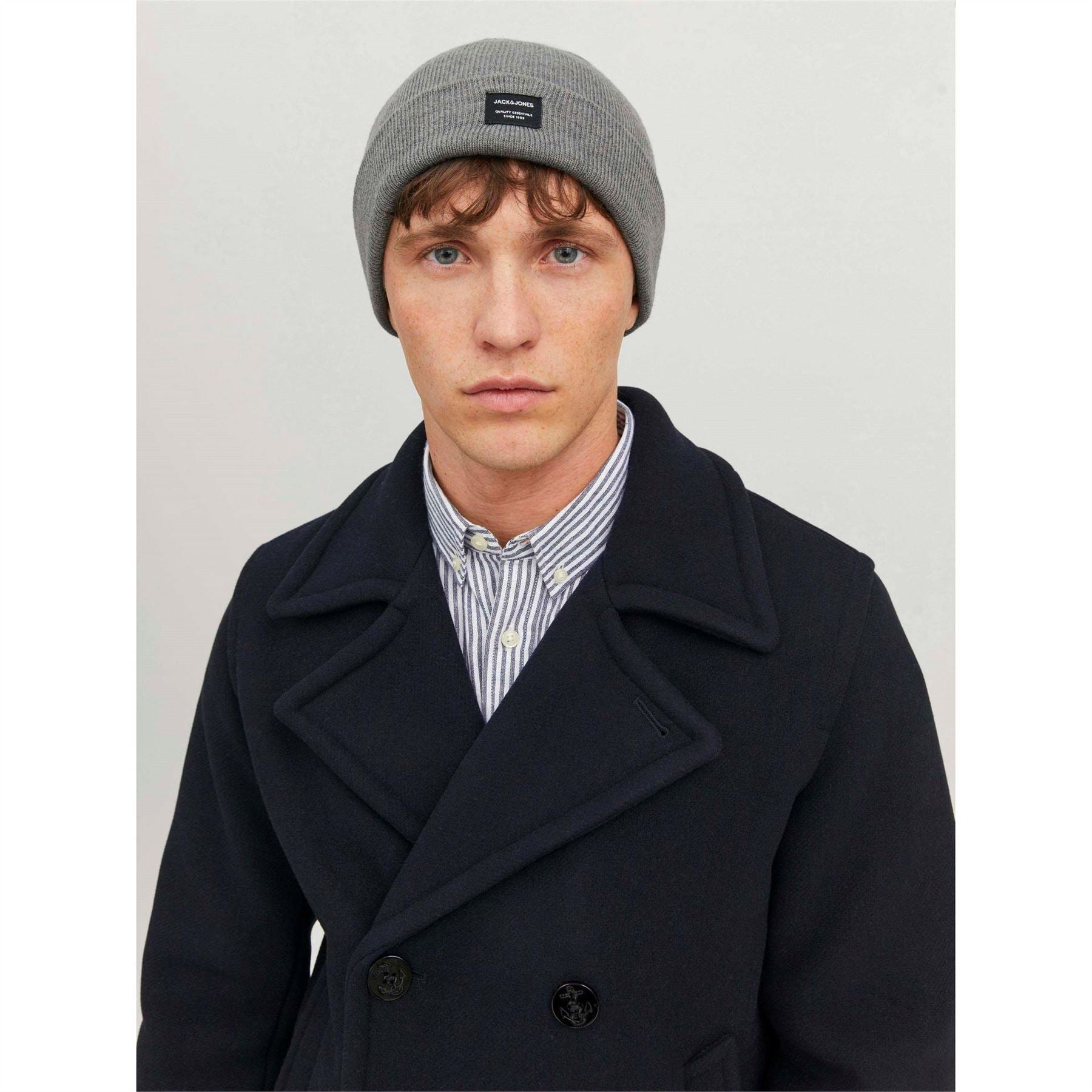 Jack and Jones Solid Patterned Lettering Beanie with Logo