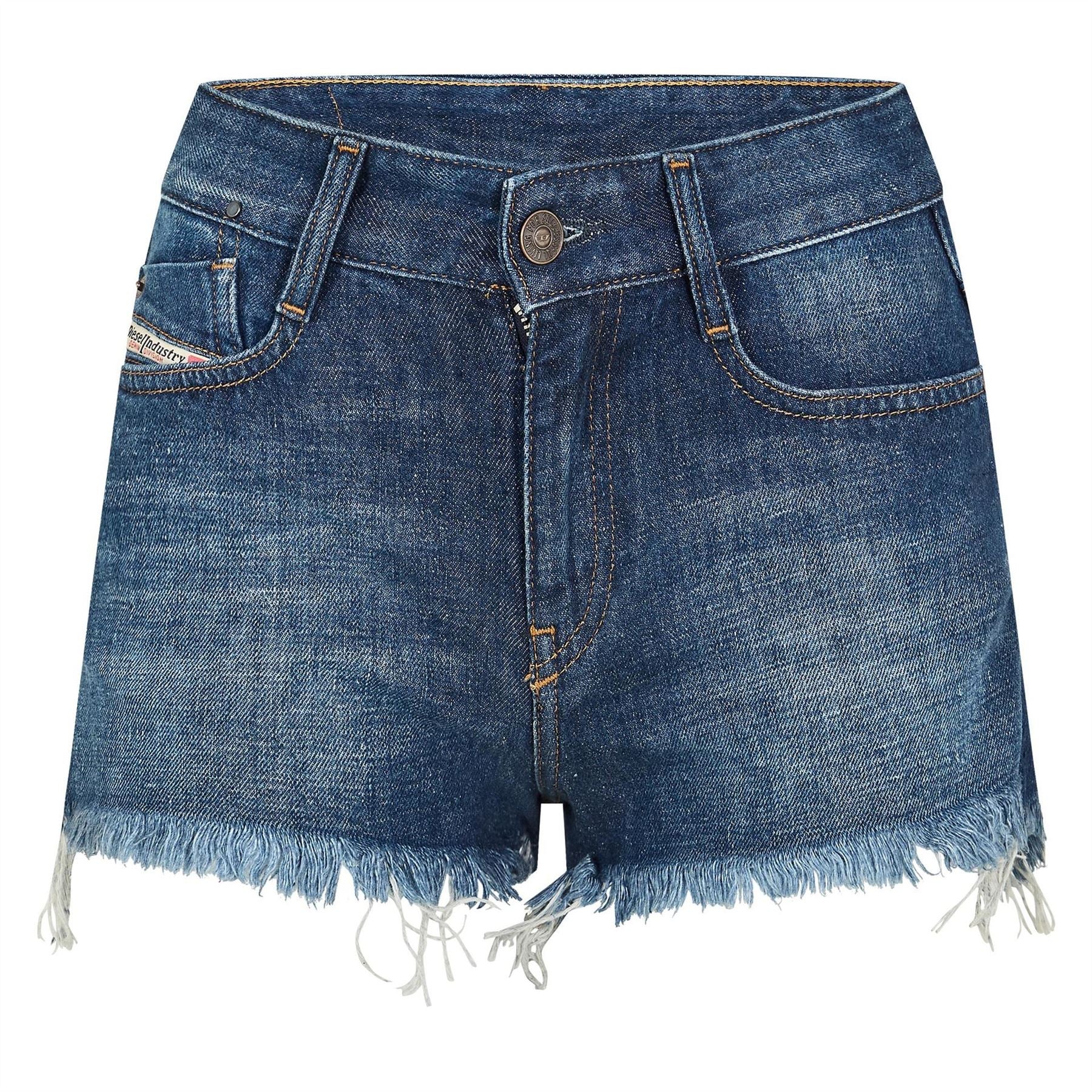 Diesel Rifty Denim Shorts with Frayed Hem