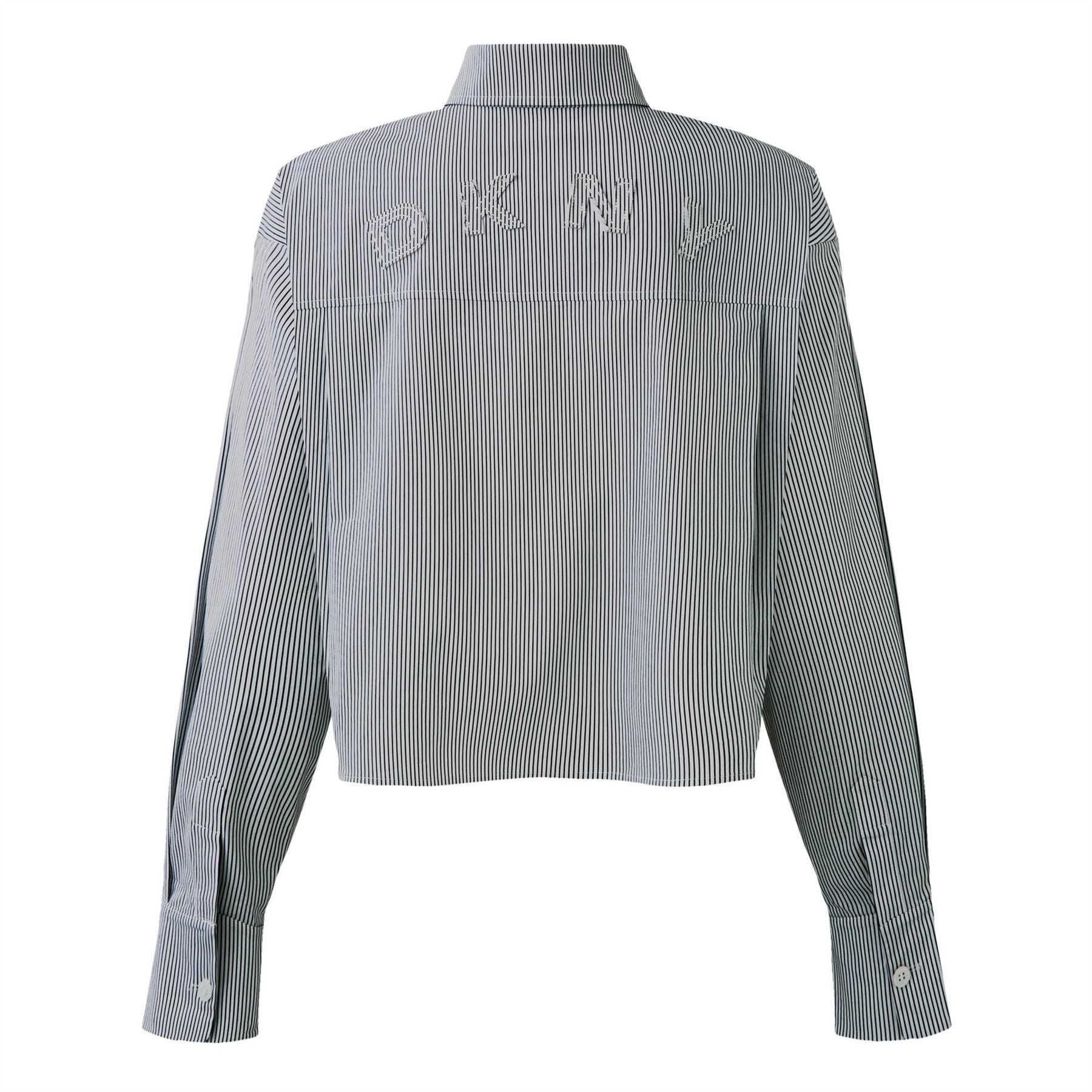 DKNY Cropped Stripe Long Sleeve Oxford Shirt