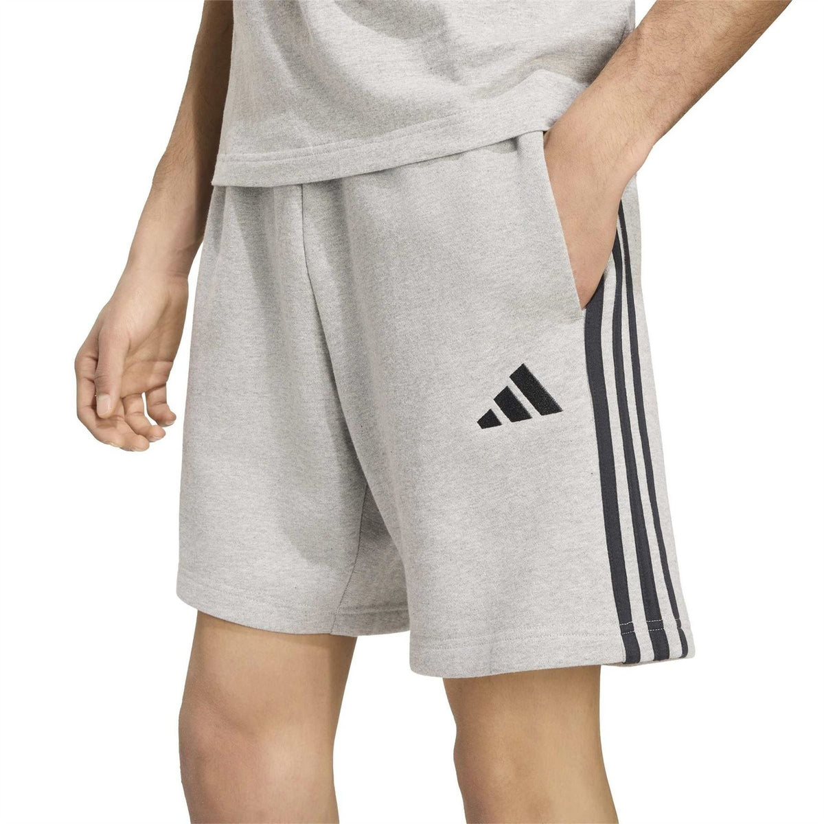 adidas Mens Essentials 3 Stripe Fleece Shorts
