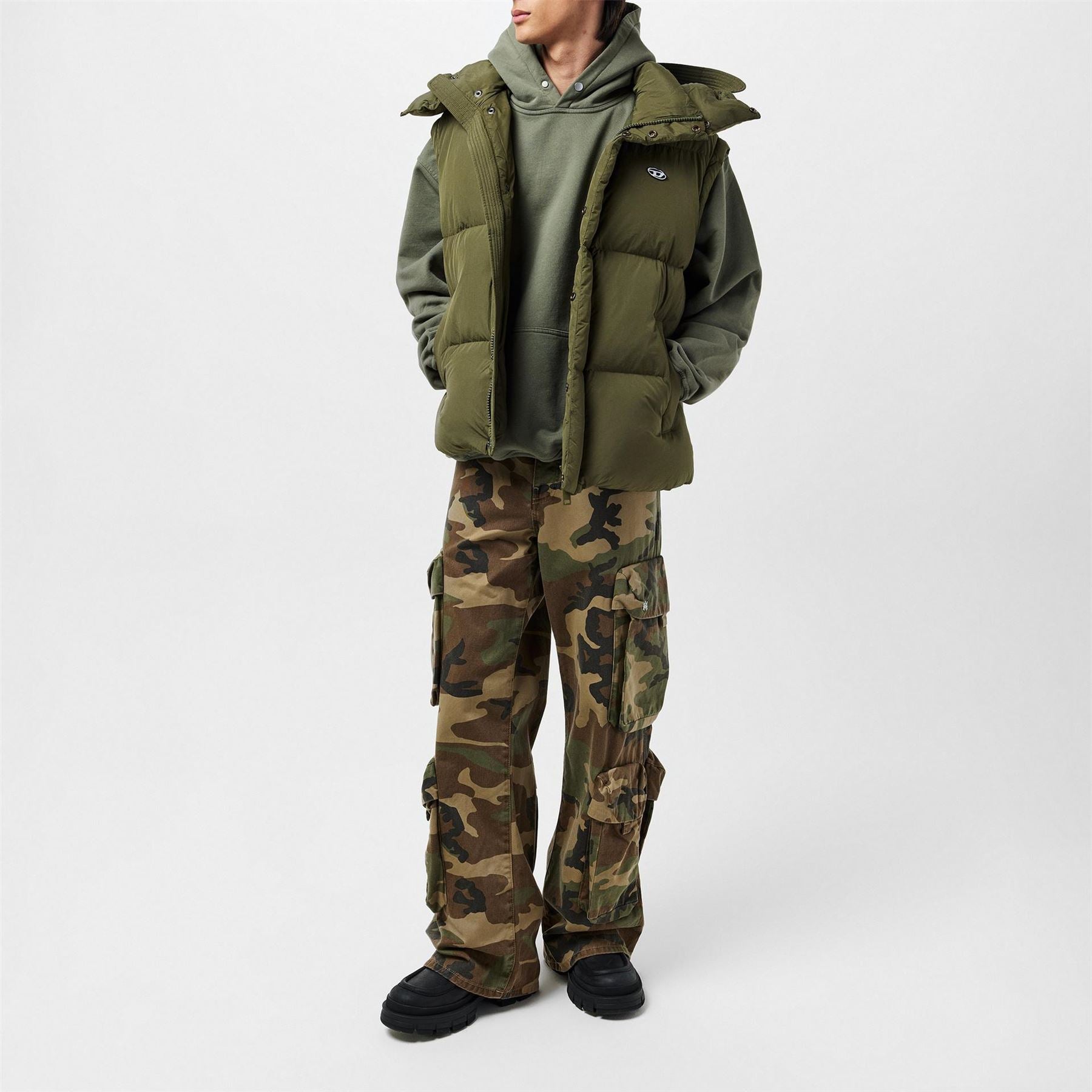 Diesel Solid Patterned Duffle Coat