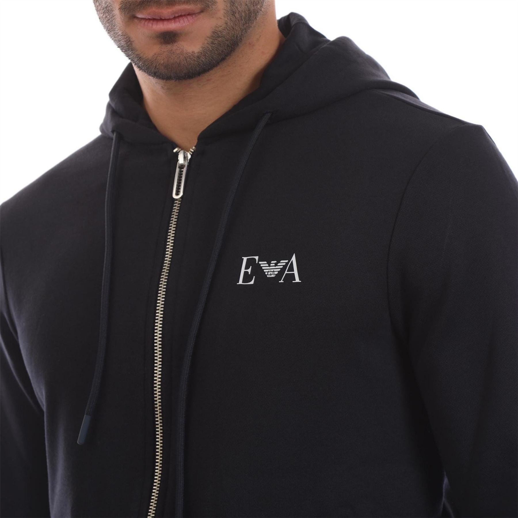 Emporio Armani Hooded Neck Long Sleeve Sweatshirt with Zipper Pocket