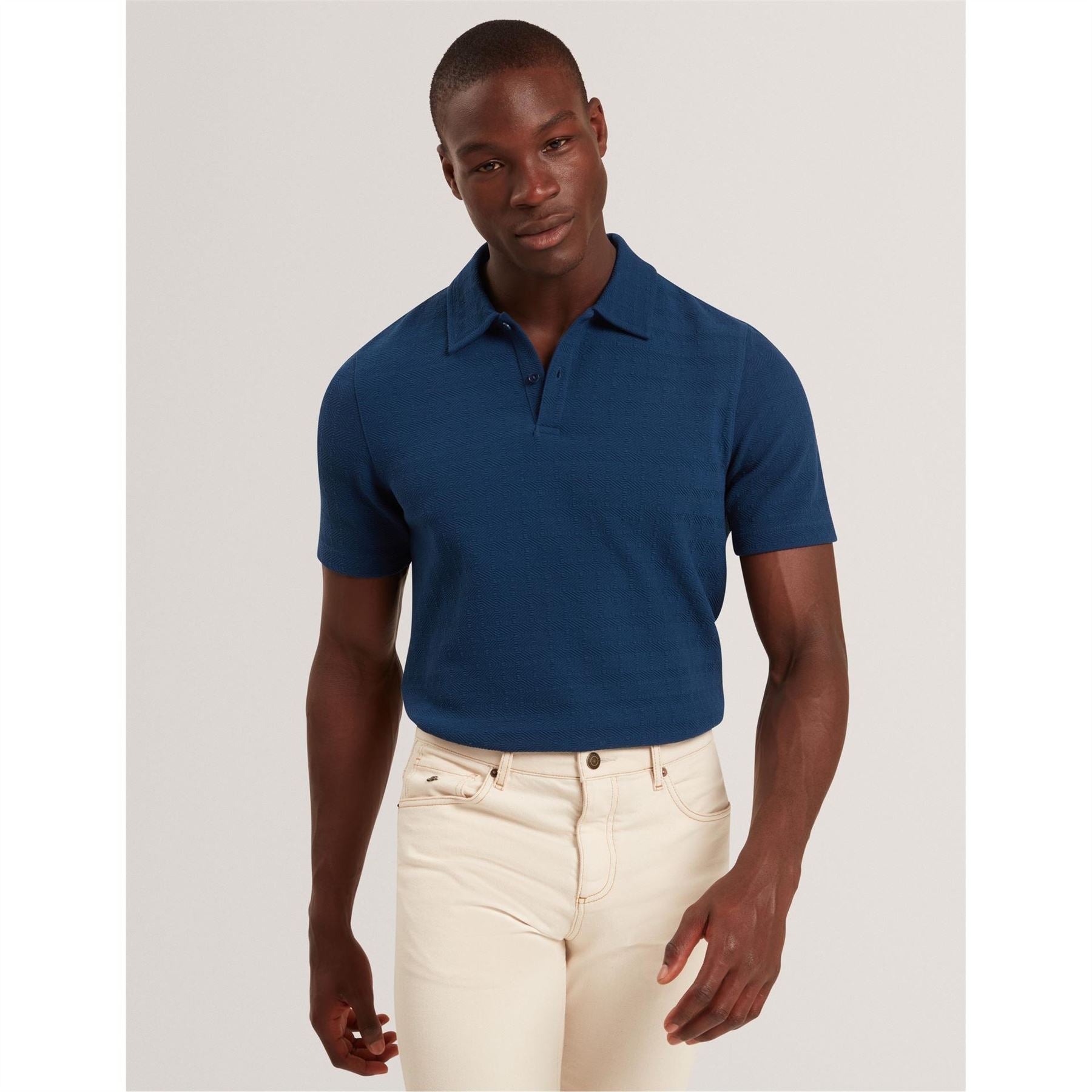 Ted Baker Textured Collared Neck Short Sleeve Polo Shirt