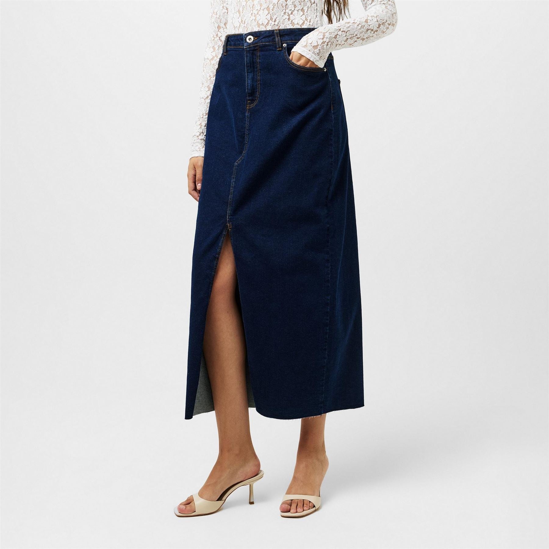 Pieces Skirt Fem Wov Midi Pencil Skirt