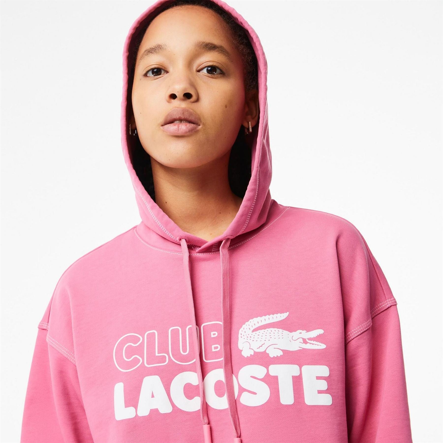 Lacoste Crocodile Print Lettering Relaxed Fit Drop Shoulder Long Sleeve Sweatshirt