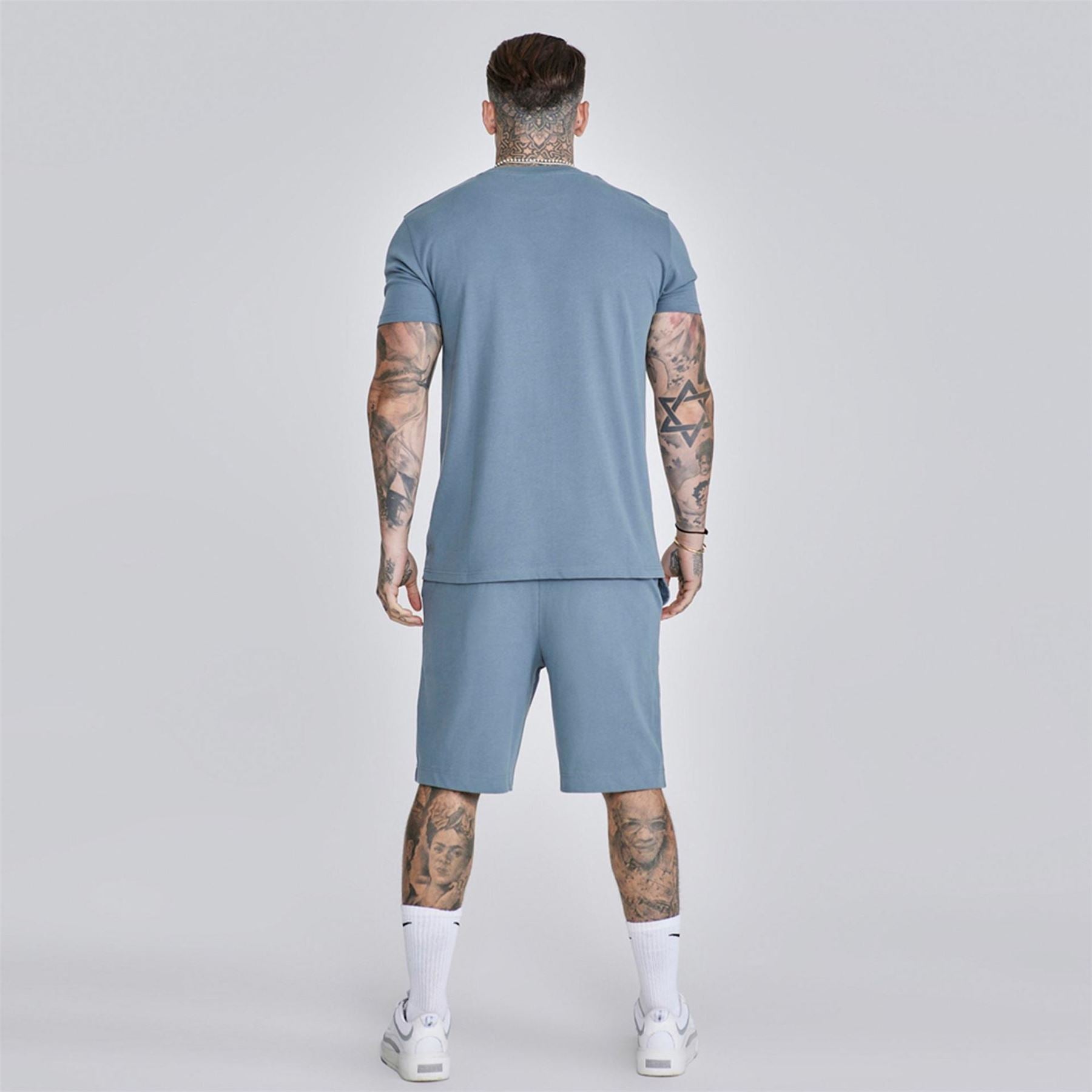 SikSilk Lettering Crew Neck Short Sleeve T-Shirt and Short Set