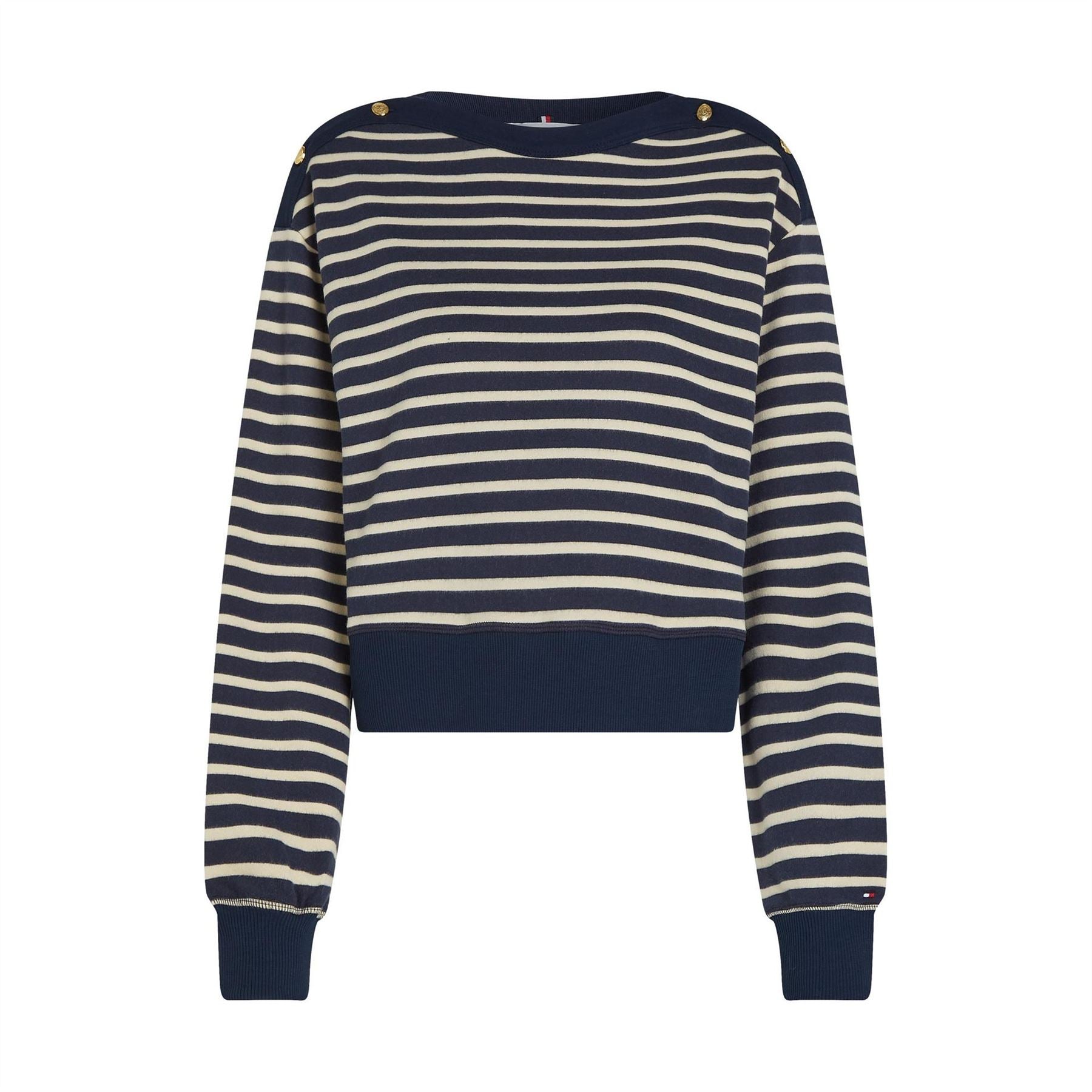 Tommy Hilfiger Gold Button Boat Neck Sweatshirt